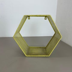 small yellow cube form wall unit element by Mathieu Matégot attrib., France 1950