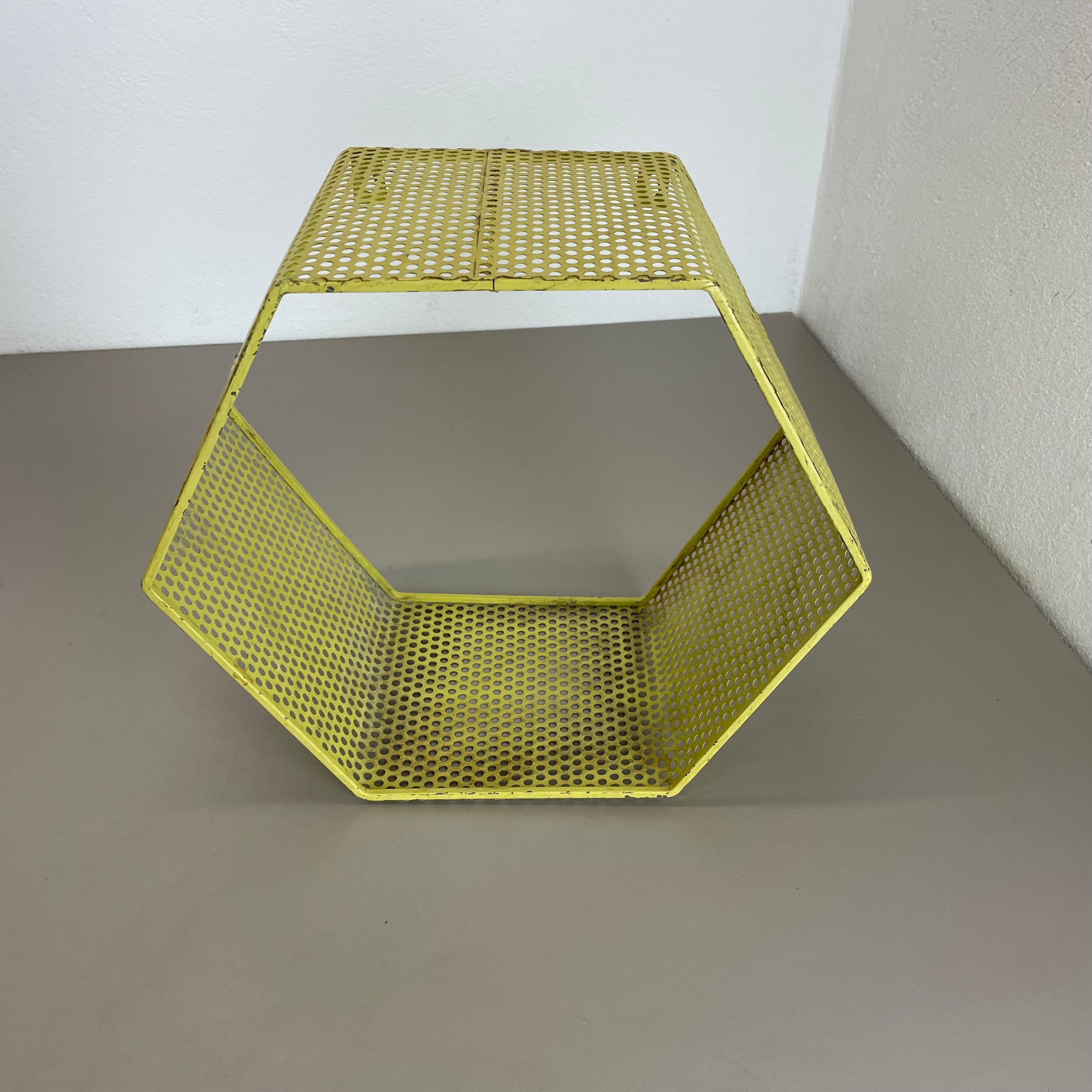 Mid-Century Modern small yellow cube form wall unit element by Mathieu Matégot attrib., France 1950 For Sale