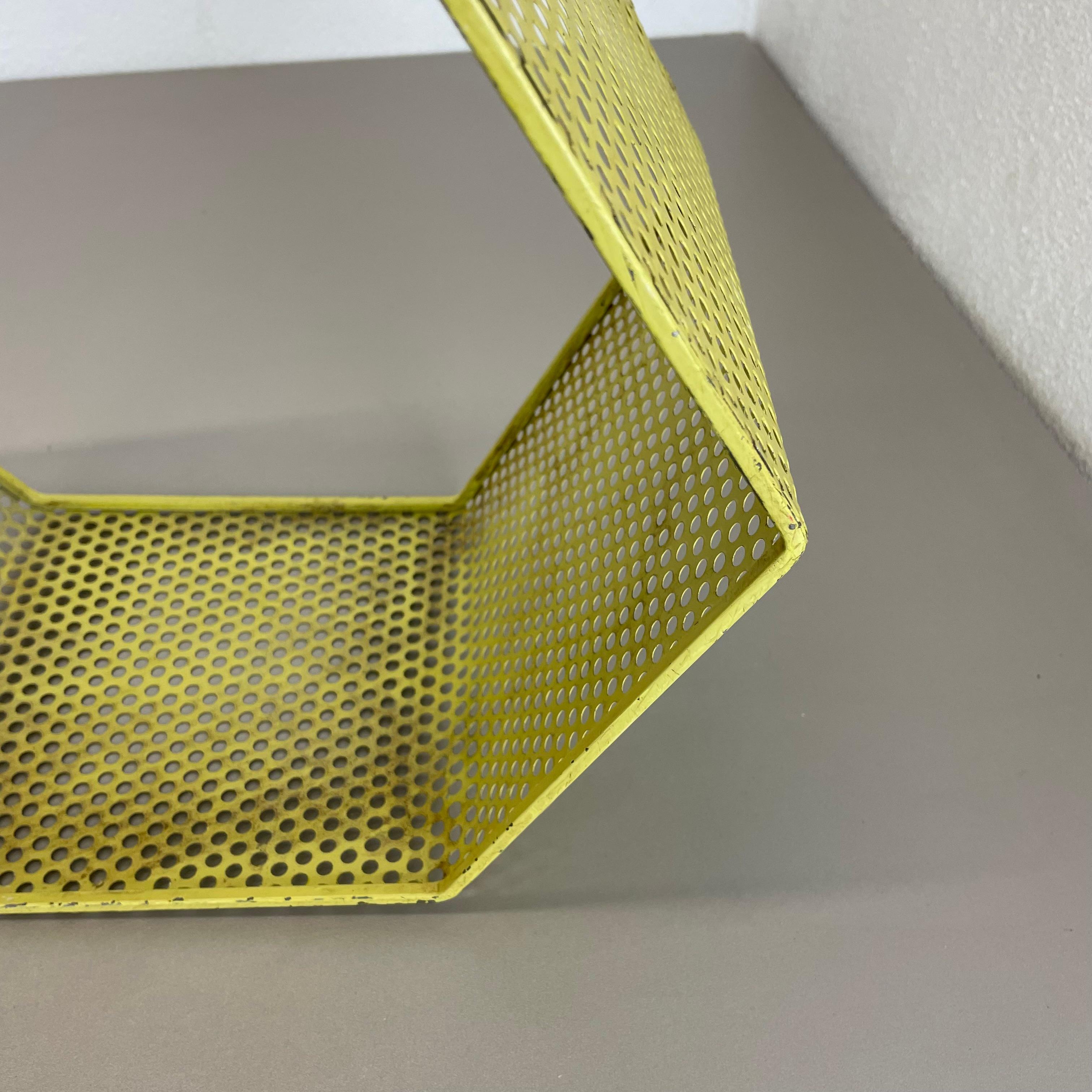 Metal small yellow cube form wall unit element by Mathieu Matégot attrib., France 1950 For Sale