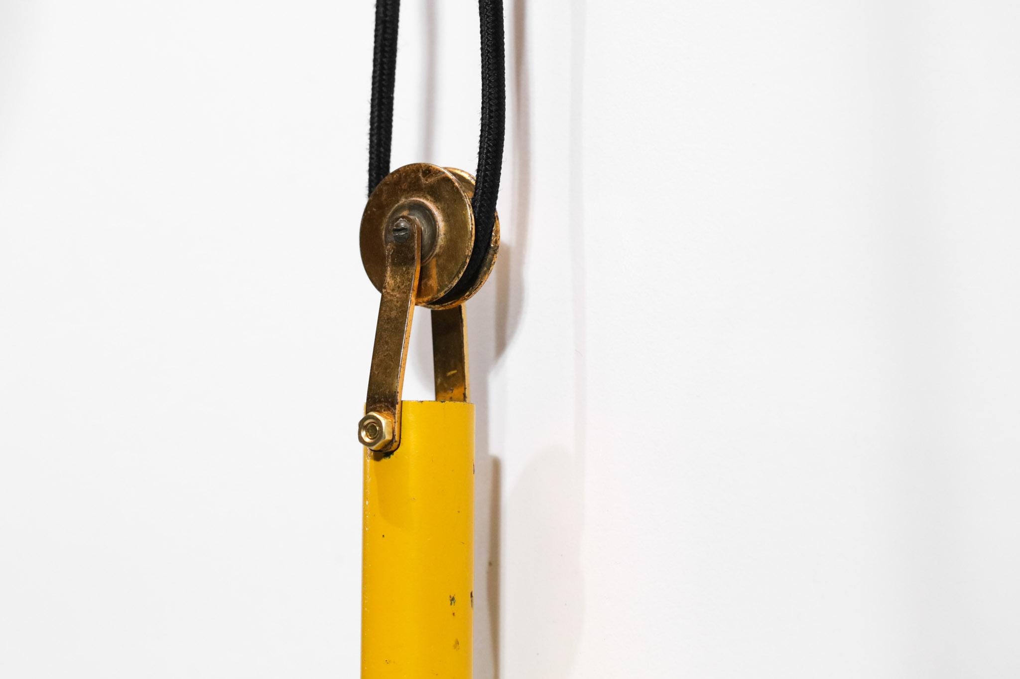 Lacquered Small Yellow Italian Wall Lamp 50's Attributed to Stilnovo Vintage Swing For Sale