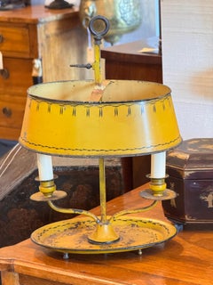 Small Yellow Tole Bouillotte Lamp With Oval Base