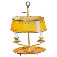 Small Yellow Tole Bouillotte Lamp With Oval Base