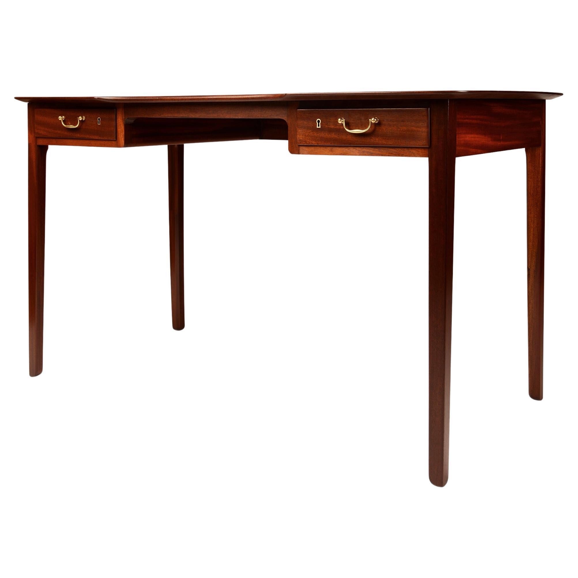 Smaller Danish Lady’s writing desk in mahogany with drawers and brass details For Sale