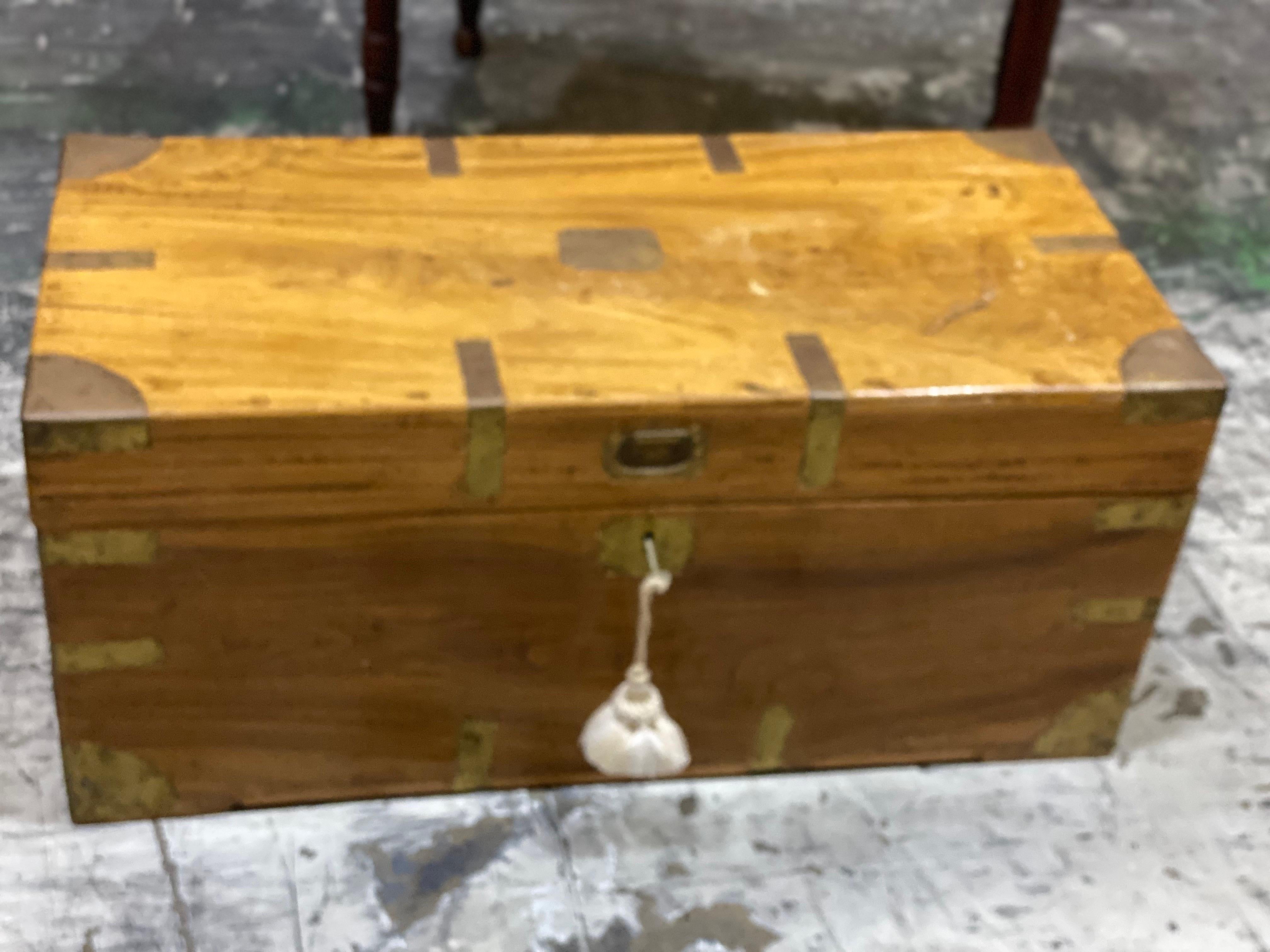 Smaller Mid-19th Century Camphor Wood Military Campaign Trunk 8