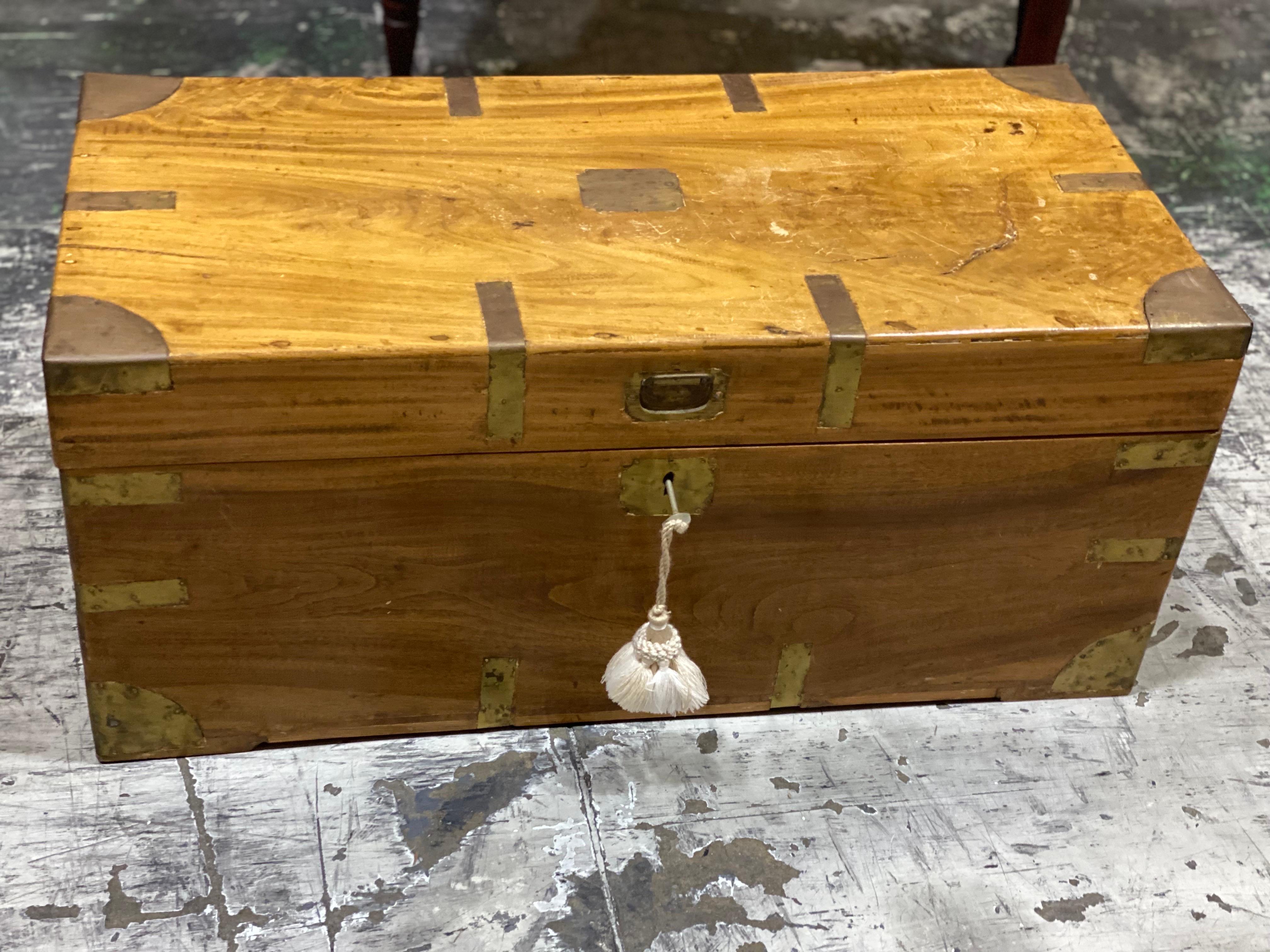 Smaller Mid-19th Century Camphor Wood Military Campaign Trunk 9