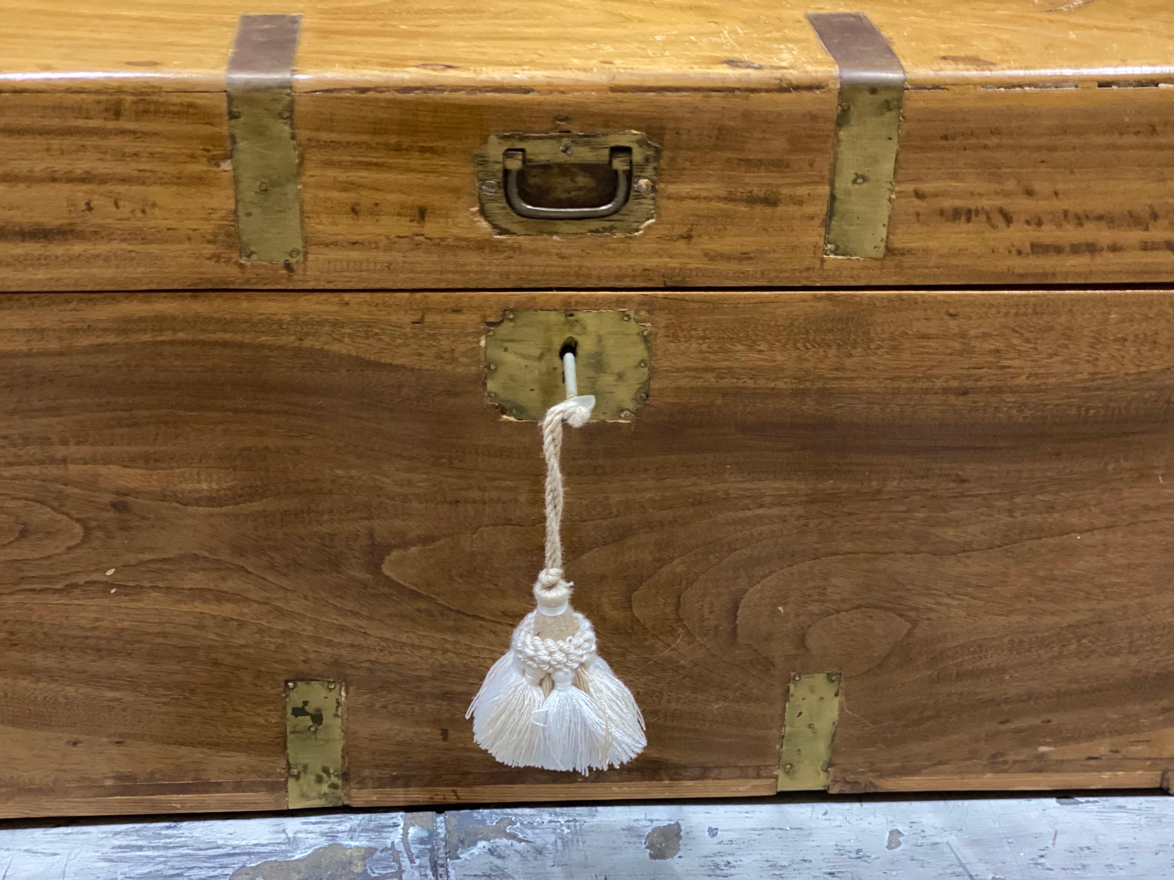 English Smaller Mid-19th Century Camphor Wood Military Campaign Trunk