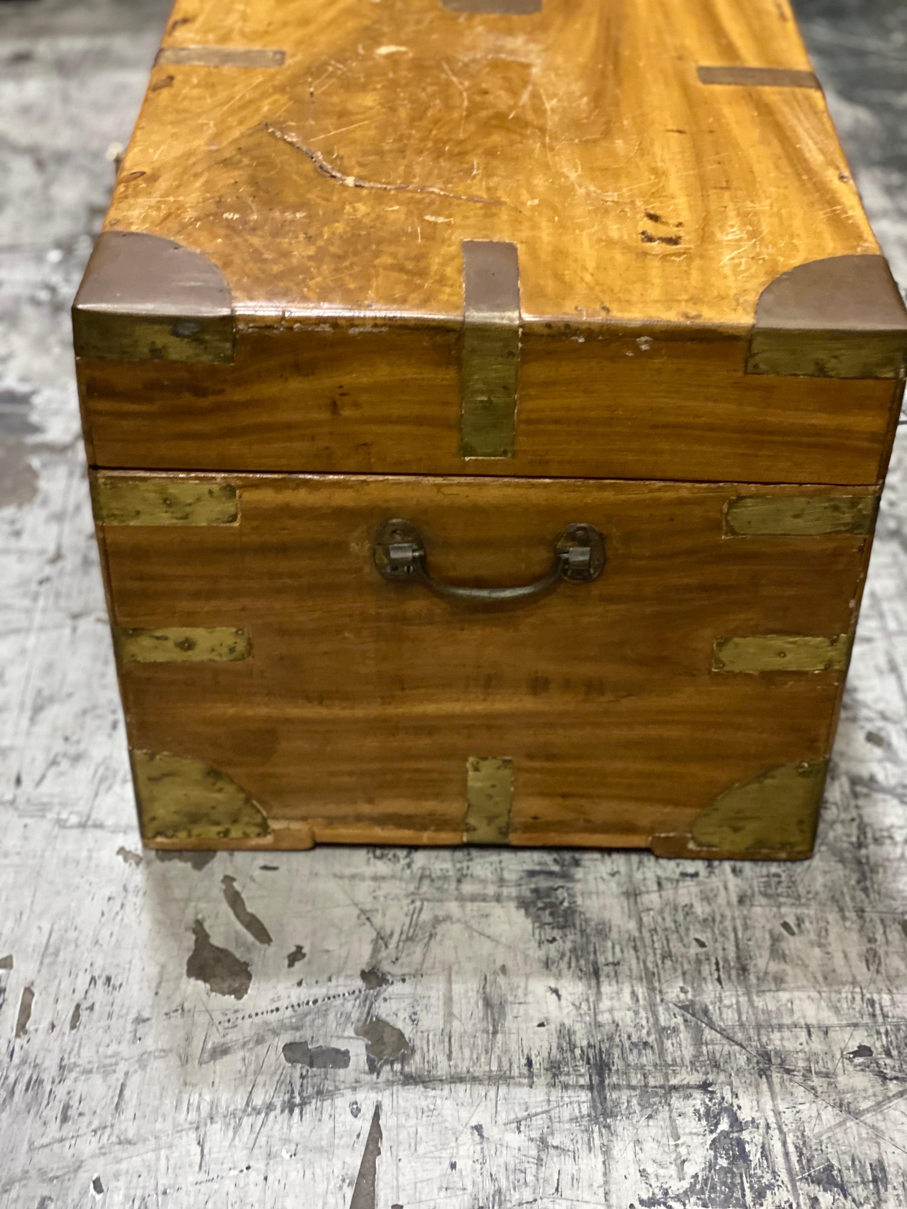 Smaller Mid-19th Century Camphor Wood Military Campaign Trunk 2