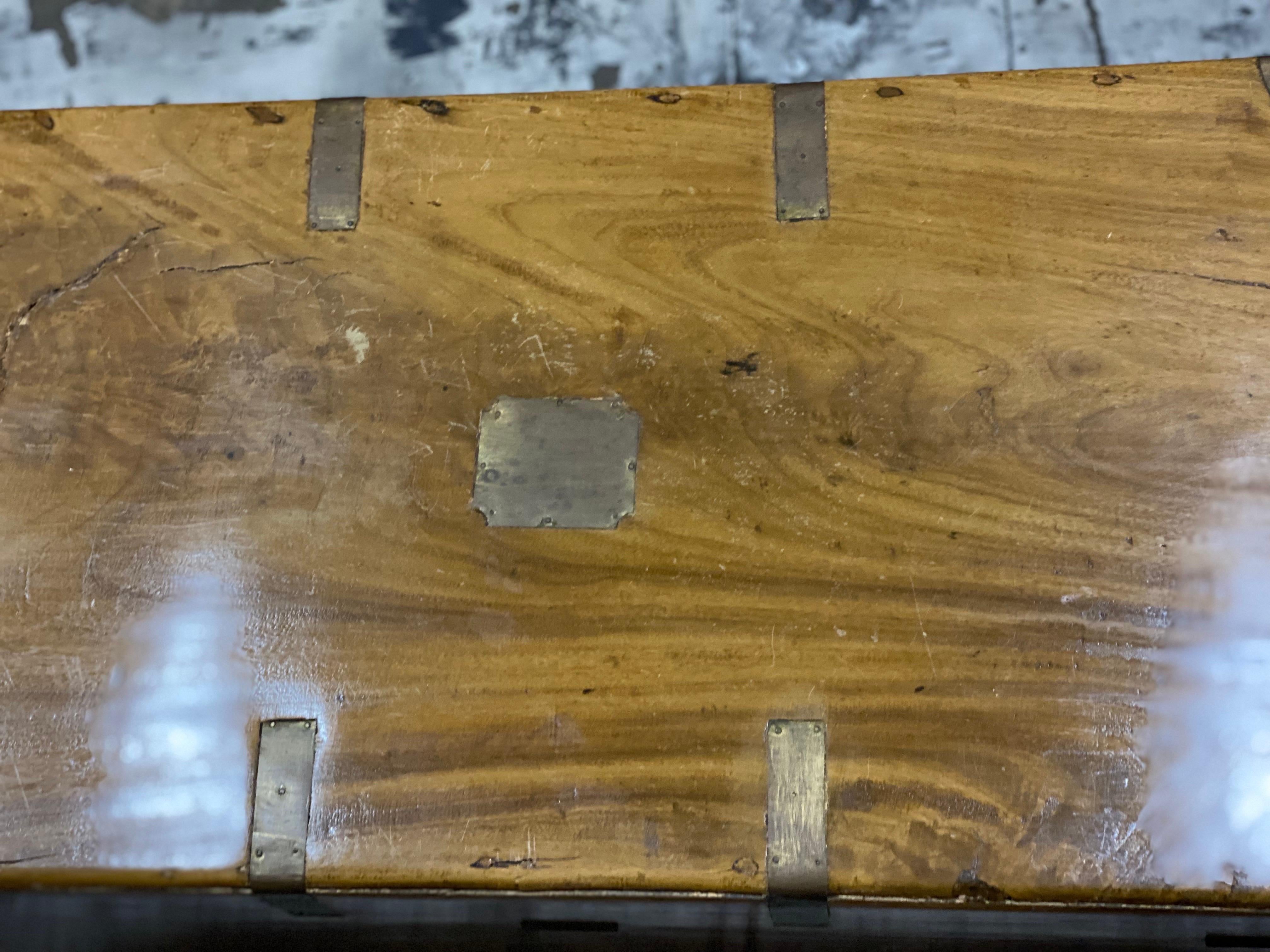 Smaller Mid-19th Century Camphor Wood Military Campaign Trunk 4