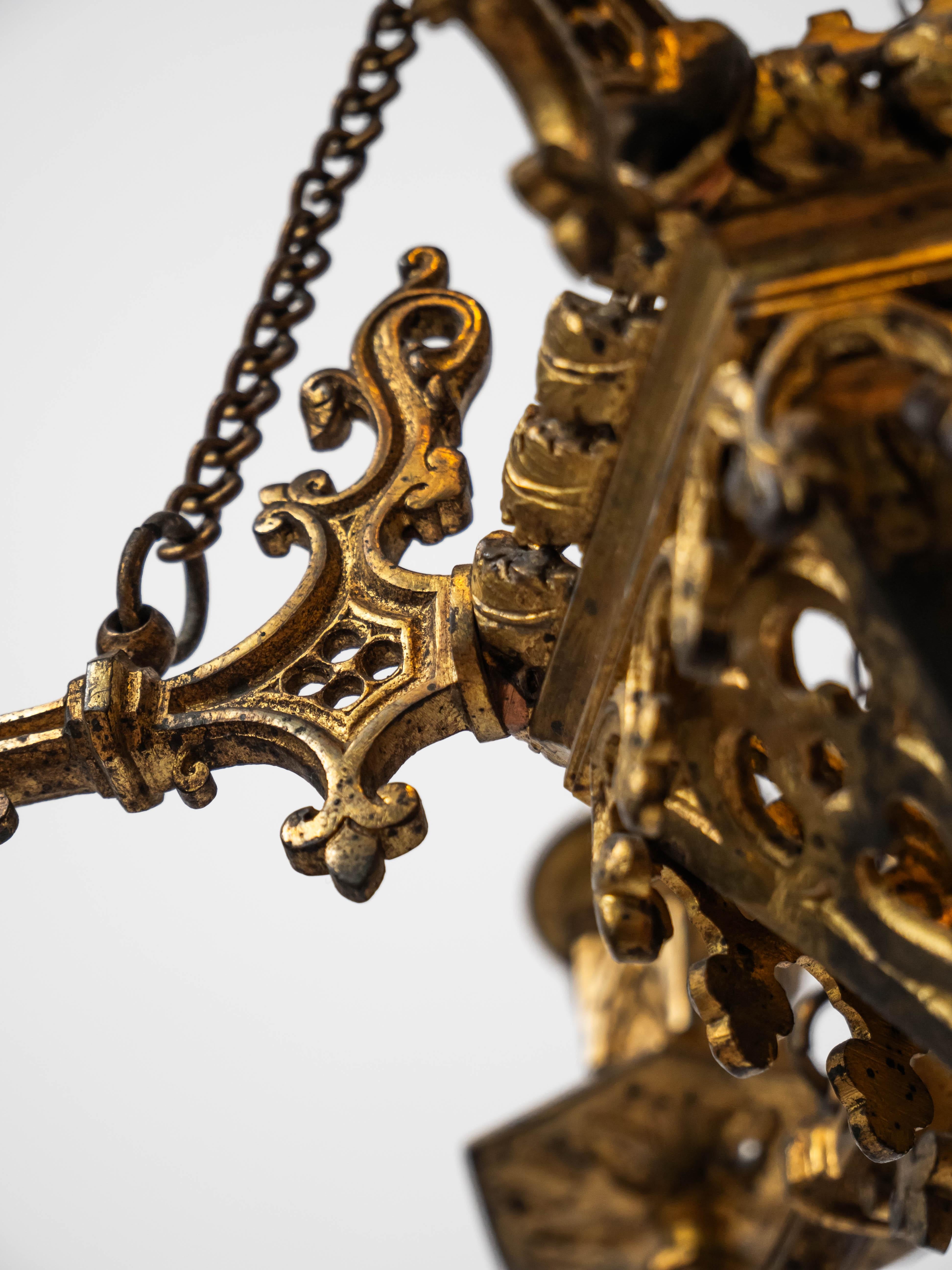 19th Century Smaller Neo-Gothic chandelier For Sale