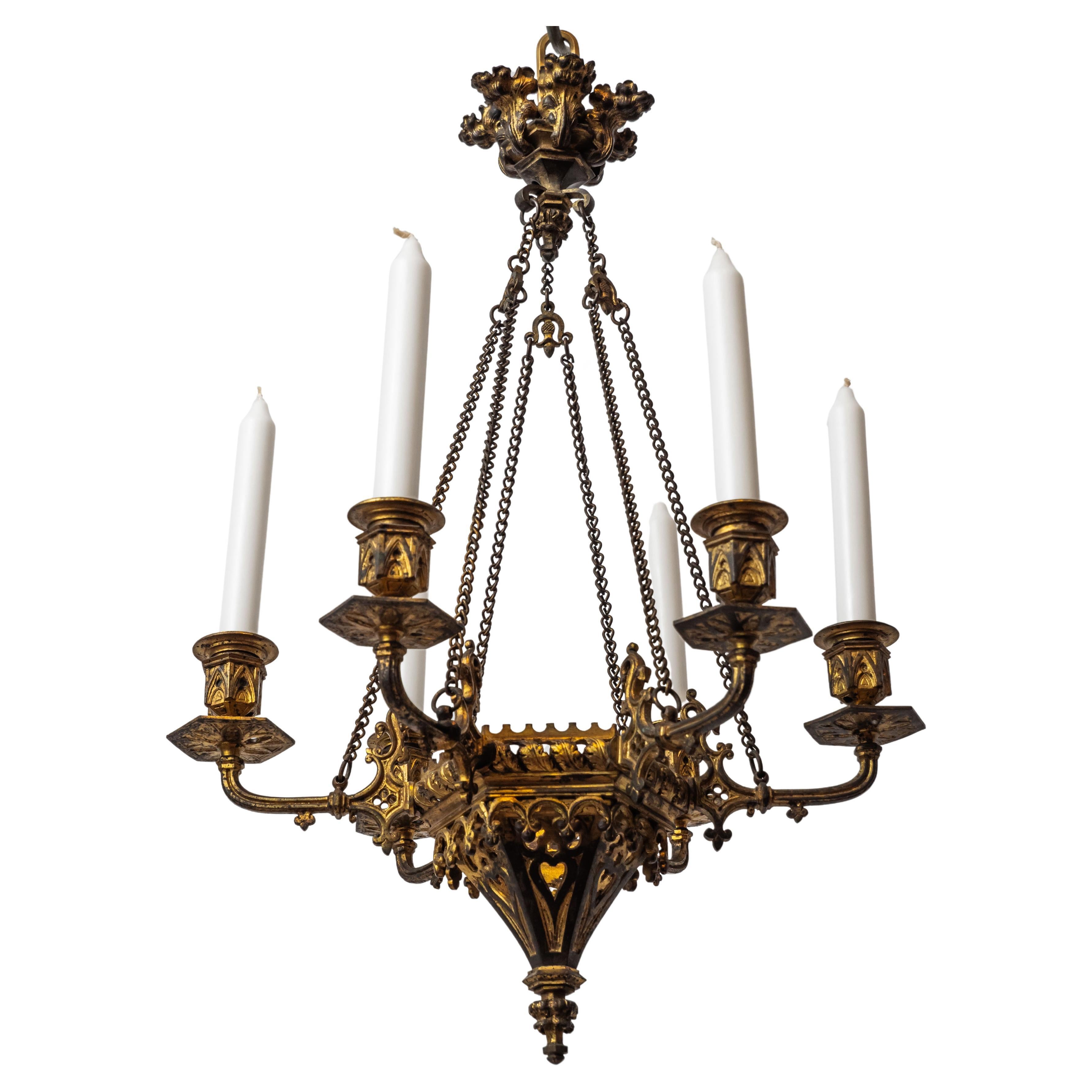 Smaller Neo-Gothic chandelier For Sale