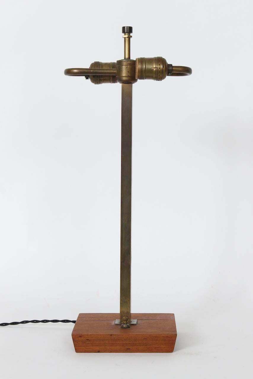 Smaller Nessen Studios Brass & Square Walnut Base Table Lamp, C. 1950 For Sale 3