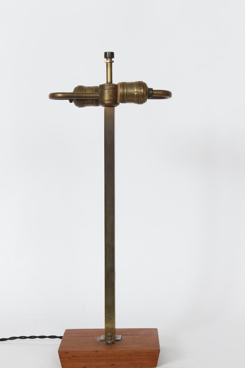 Smaller Nessen Studios Brass & Square Walnut Base Table Lamp, C. 1950 For Sale 4