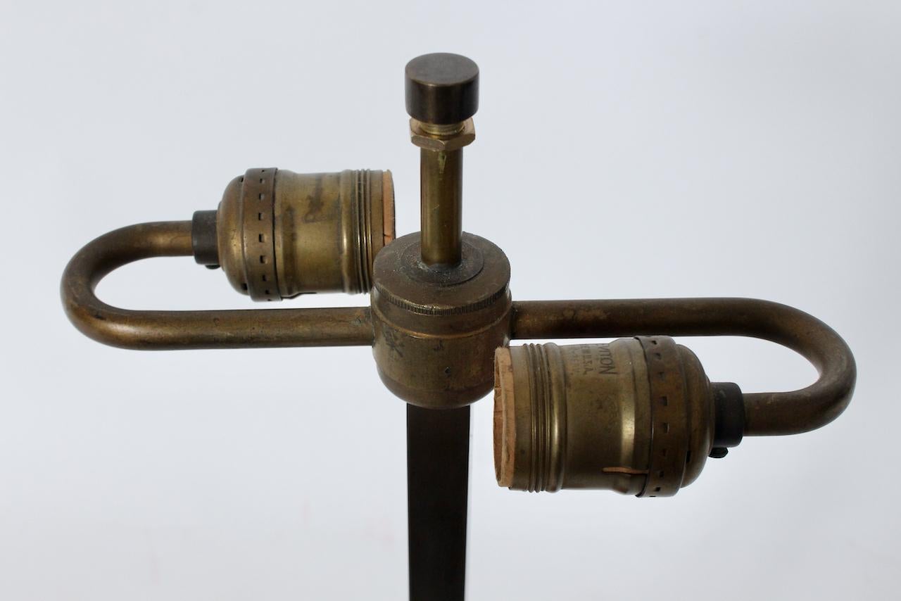 Smaller Nessen Studios Brass & Square Walnut Base Table Lamp, C. 1950 For Sale 5