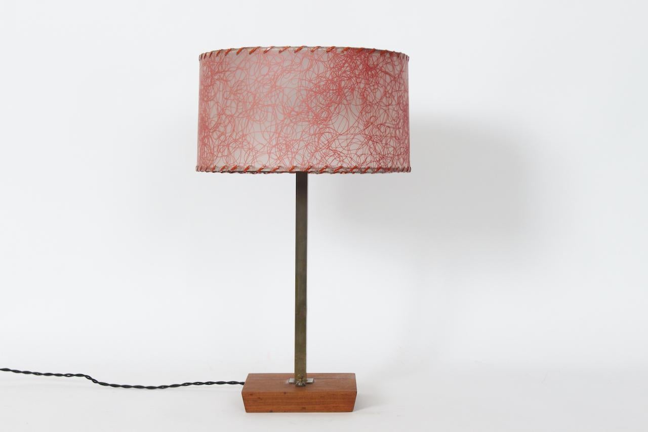 Smaller Nessen Studios Brass & Square Walnut Base Table Lamp, C. 1950 For Sale 8