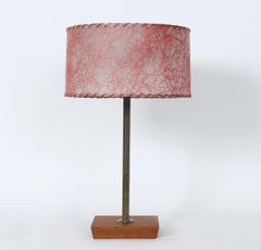 Smaller Nessen Studios Brass & Square Walnut Base Table Lamp, C. 1950