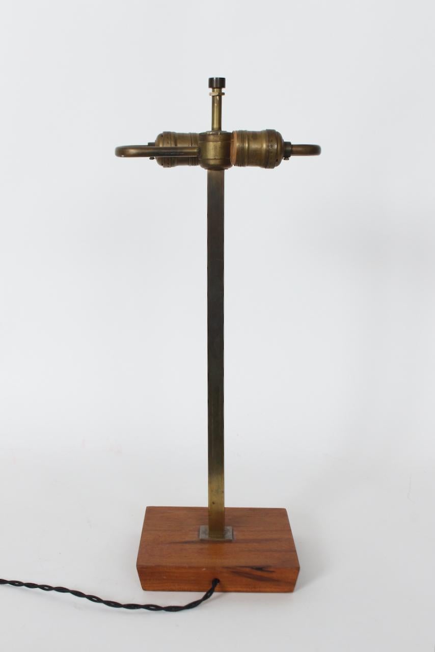 Smaller Nessen Studios Brass & Square Walnut Base Table Lamp, C. 1950 For Sale 2