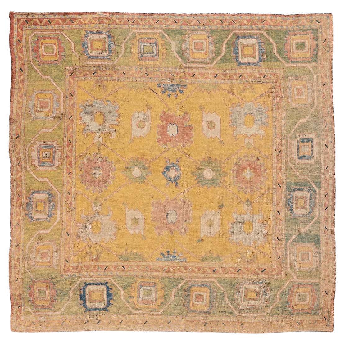 Petit tapis "carré" d'Oushak (5645), fin du XIXe siècle