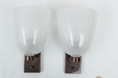 Smaller Pair of Murano Blown Pulegoso Oval Shaped Wall Lights, UL Certified