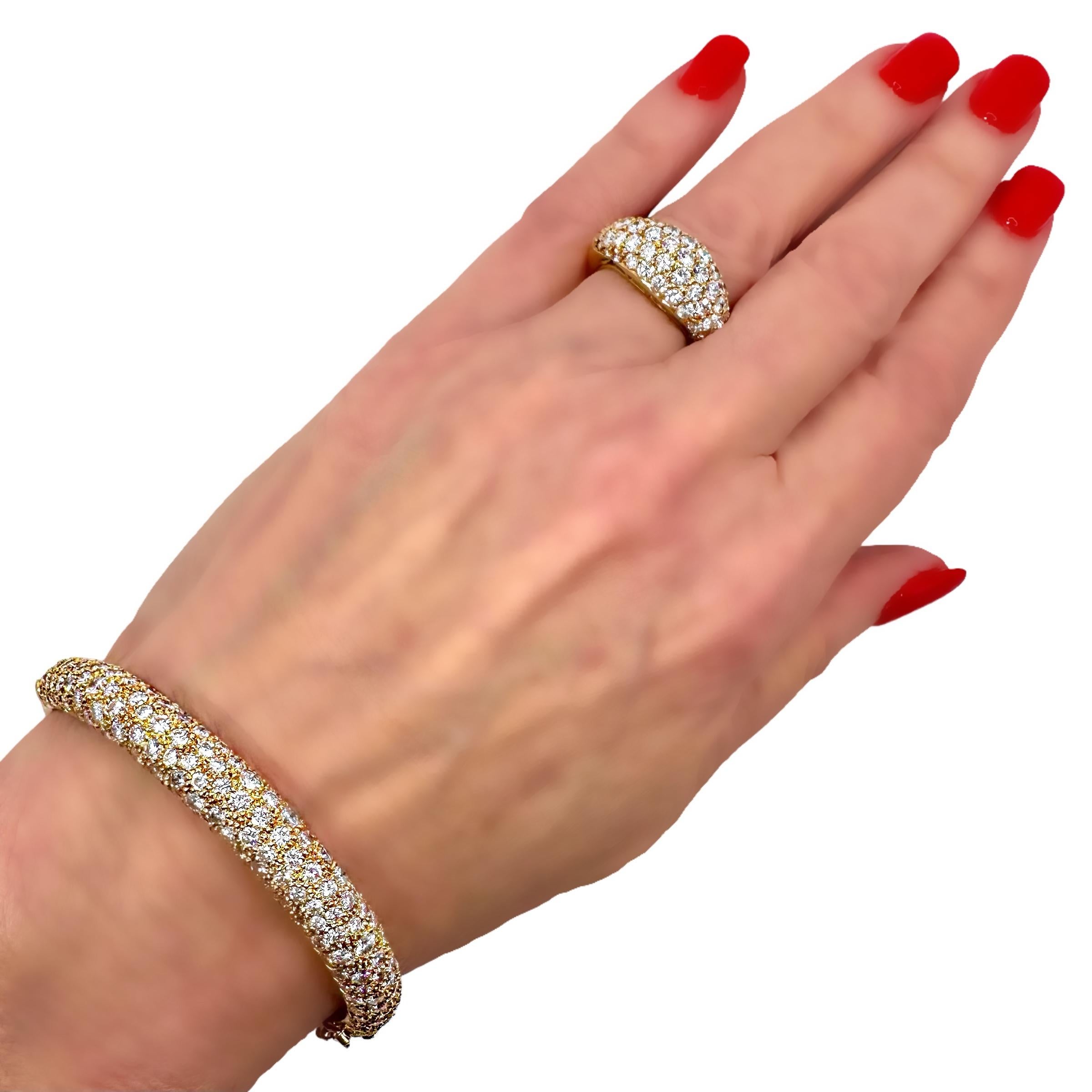 Smaller Scale 18K Yellow Gold Bombe' Ring with Pave' Set Diamond Dome For Sale 6