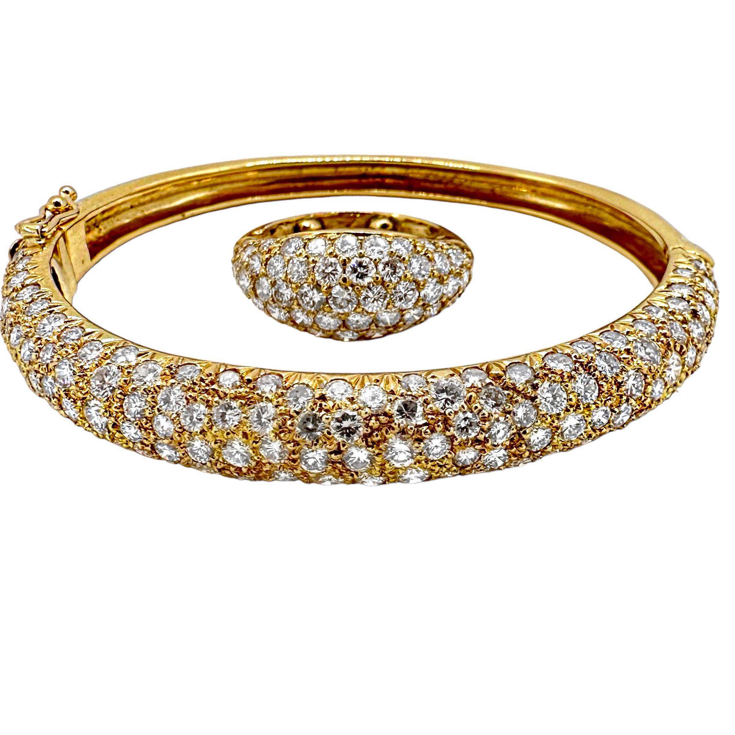 Smaller Scale 18K Yellow Gold Bombe' Ring with Pave' Set Diamond Dome For Sale 7