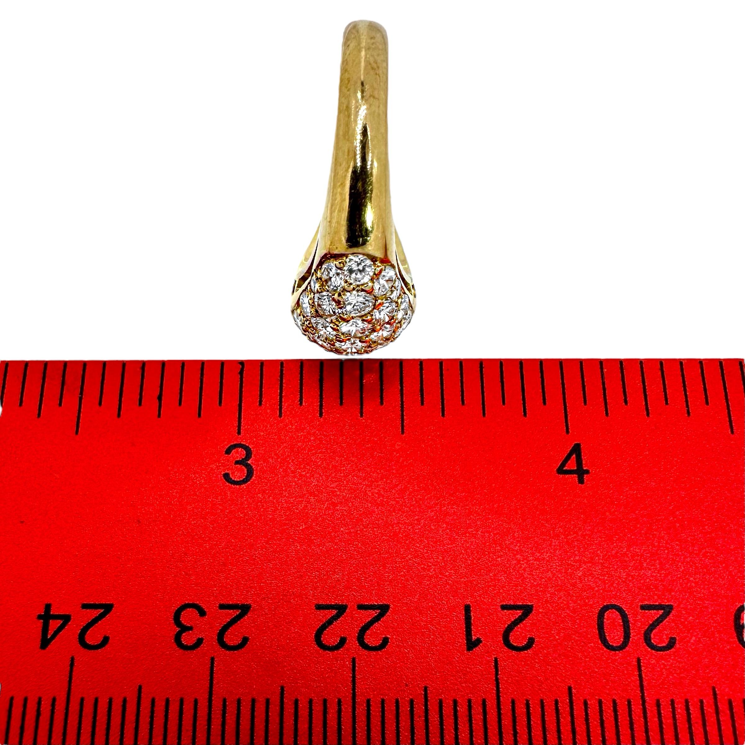 Smaller Scale 18K Yellow Gold Bombe' Ring with Pave' Set Diamond Dome For Sale 1