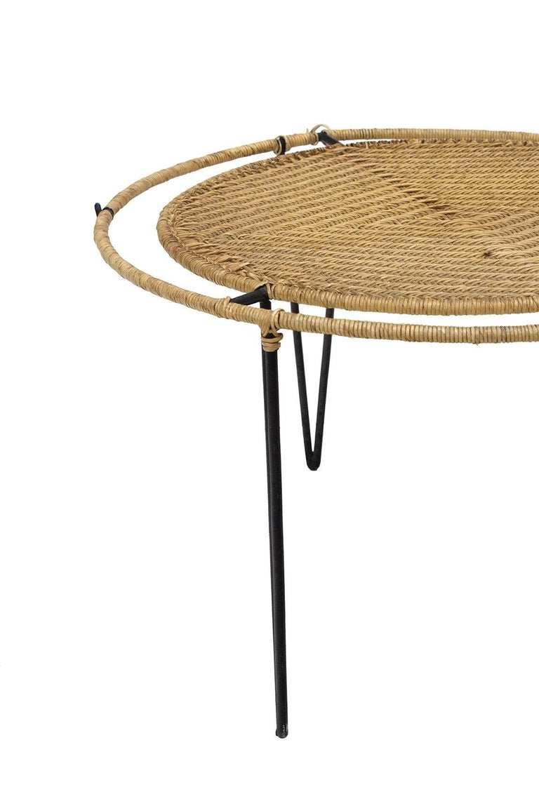 Smaller Scale Iron and Raffia Coffee Table For Sale at 1stDibs