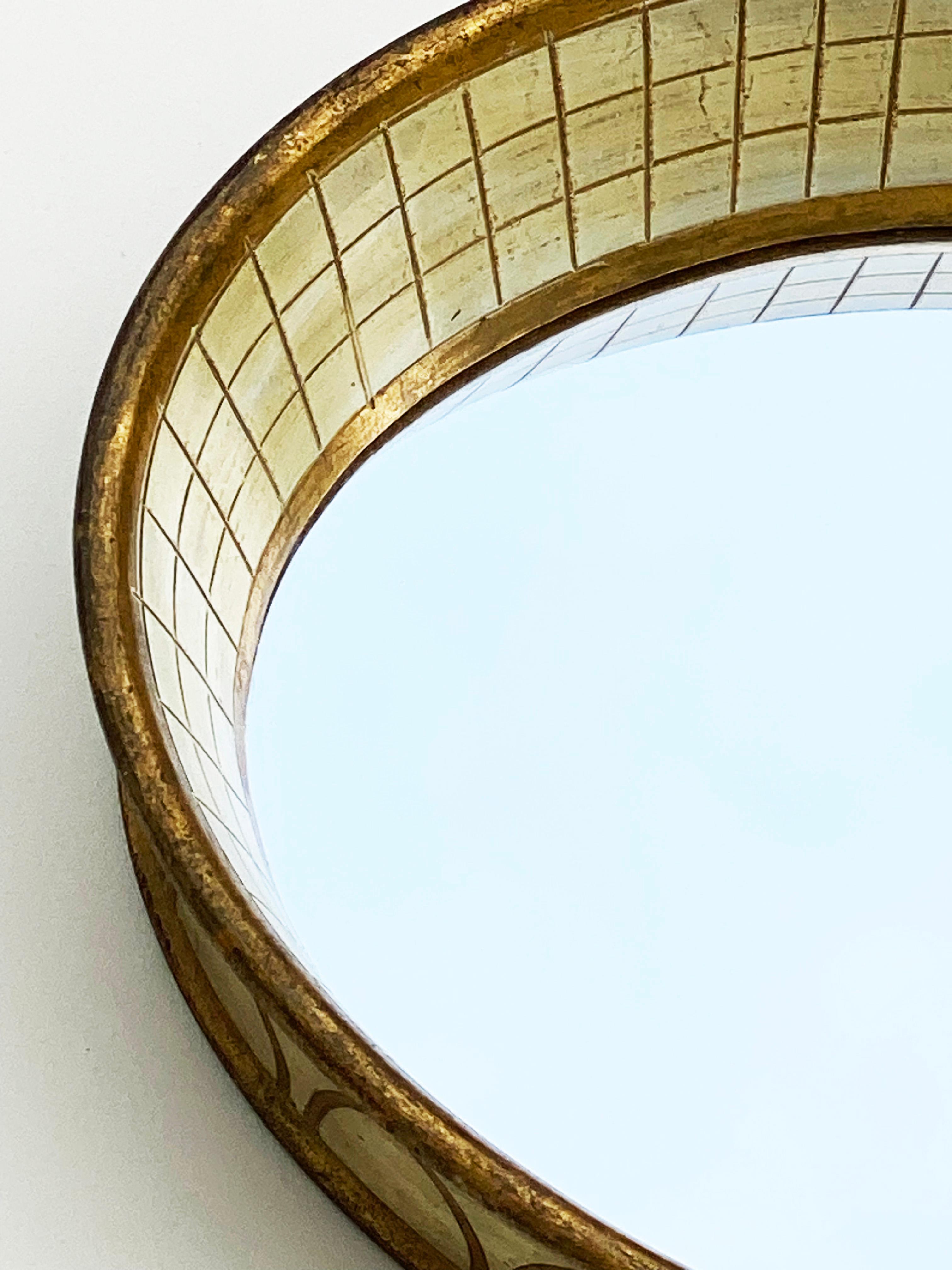 Smaller-Scaled Oval ItalianFlorentine Giltwood Mirror For Sale 1