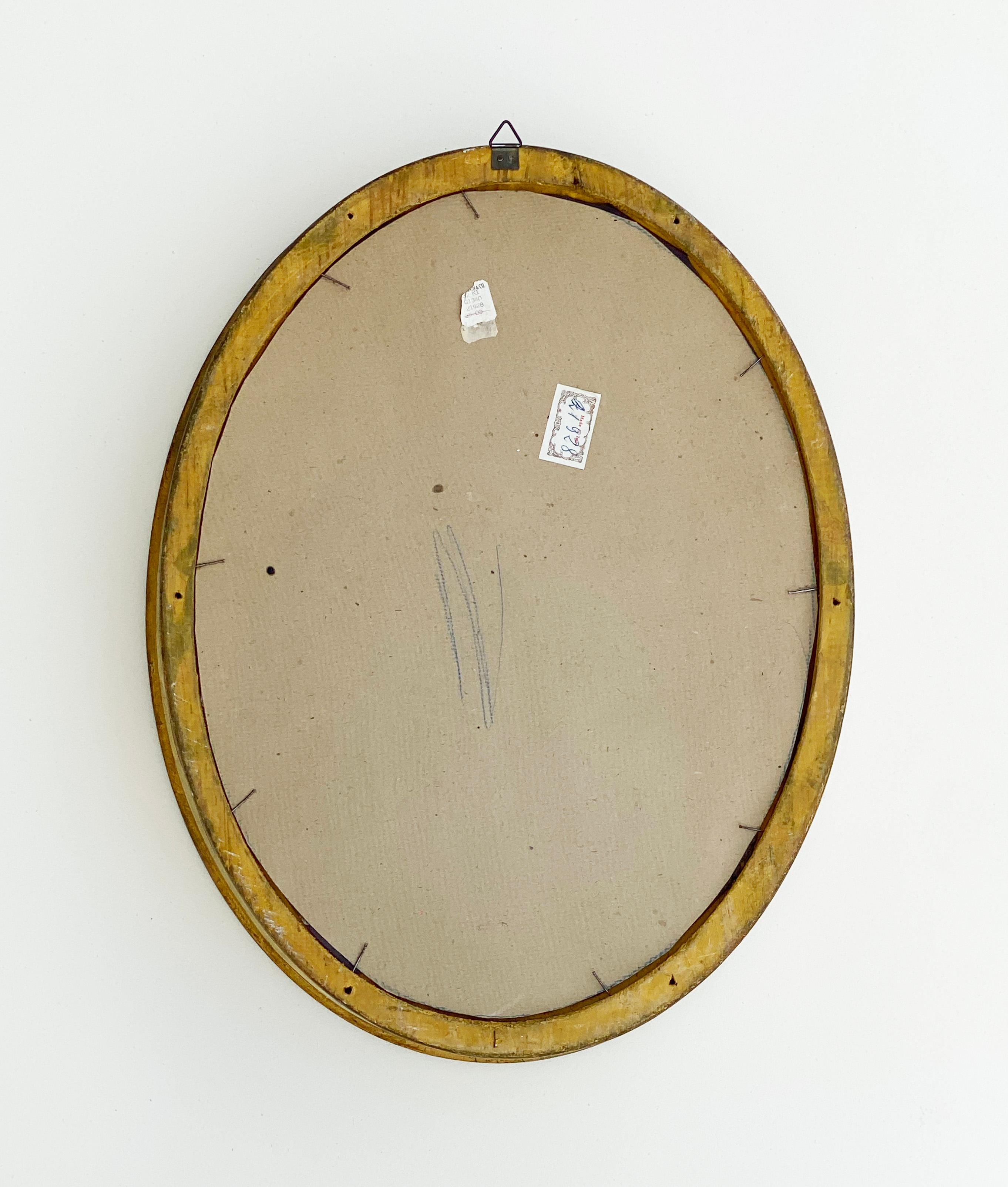Smaller-Scaled Oval ItalianFlorentine Giltwood Mirror For Sale 3