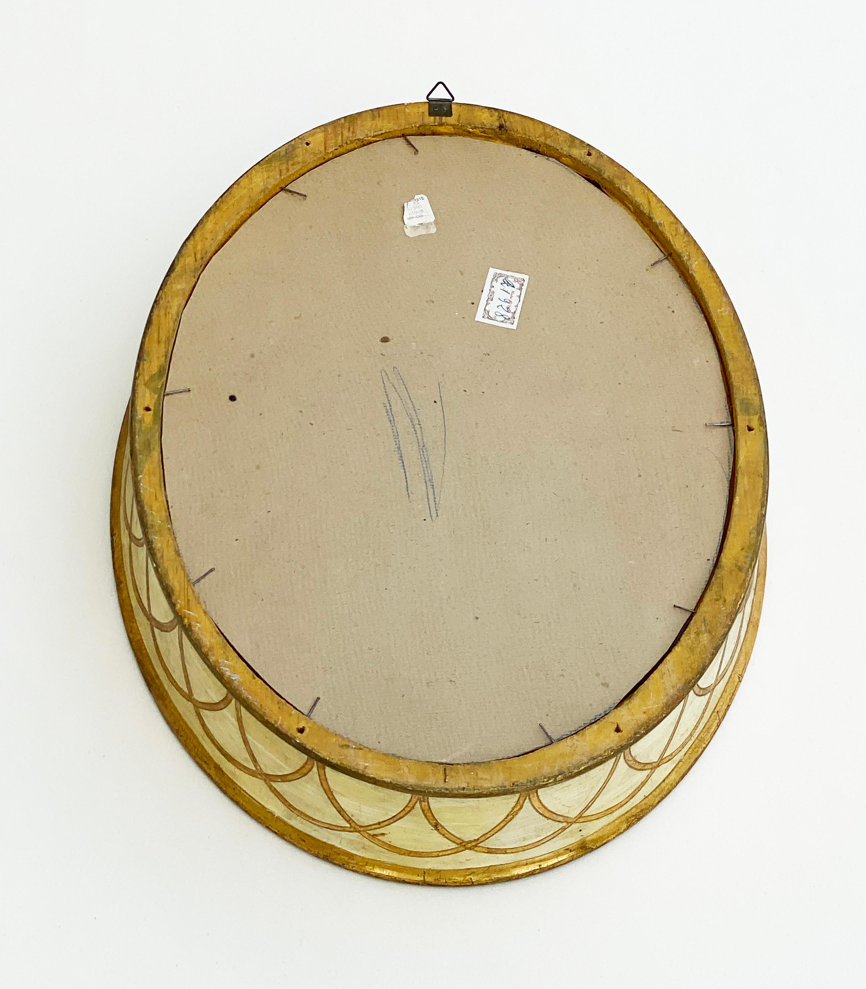 Smaller-Scaled Oval ItalianFlorentine Giltwood Mirror For Sale 4