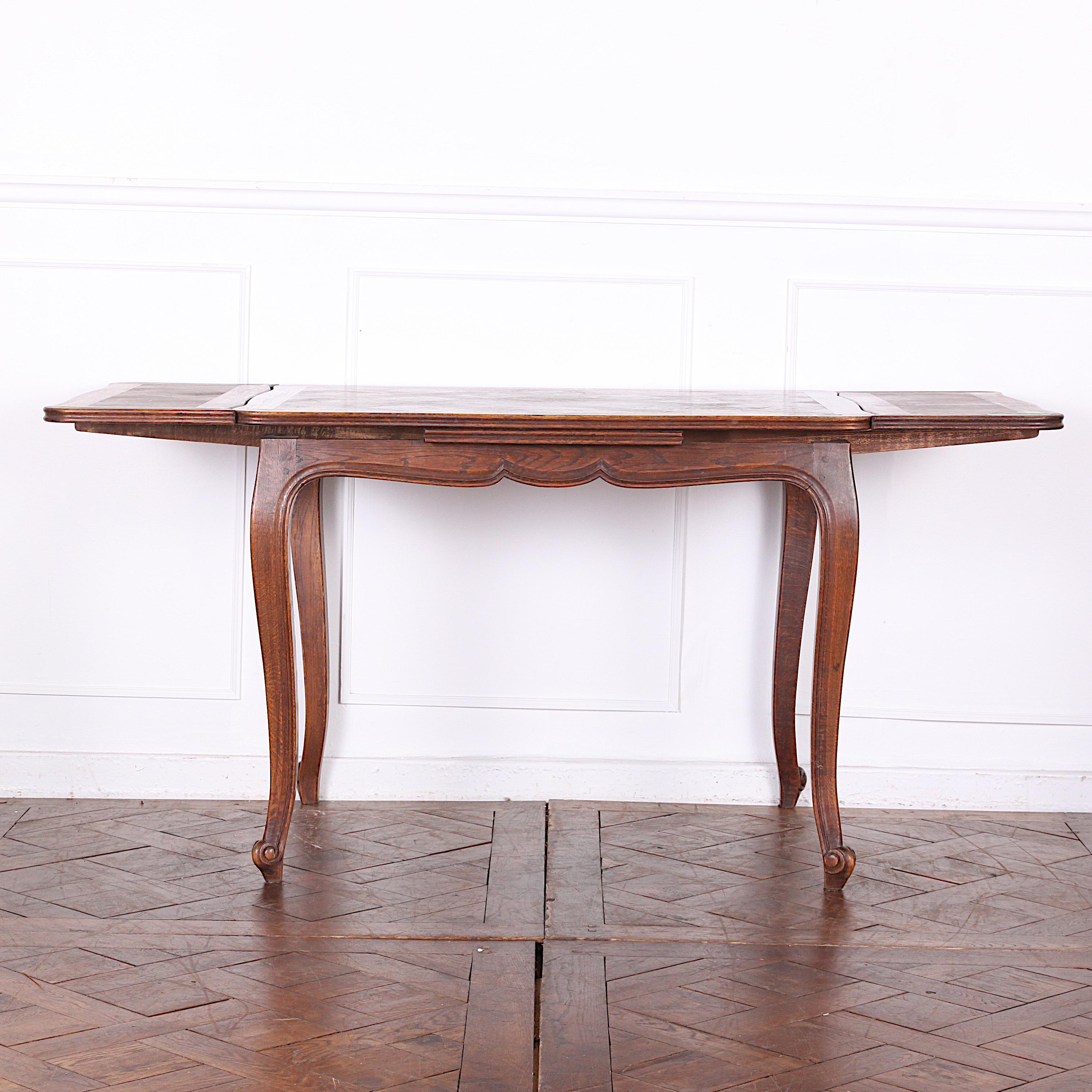 Louis XV Smaller Vintage French Oak Drawleaf Table
