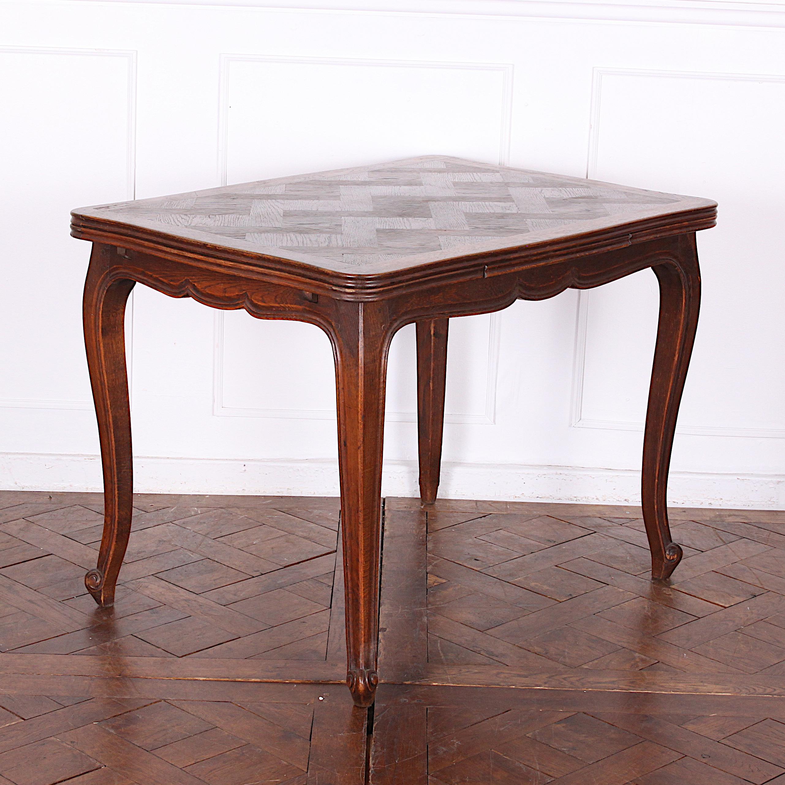 Smaller Vintage French Oak Drawleaf Table 2