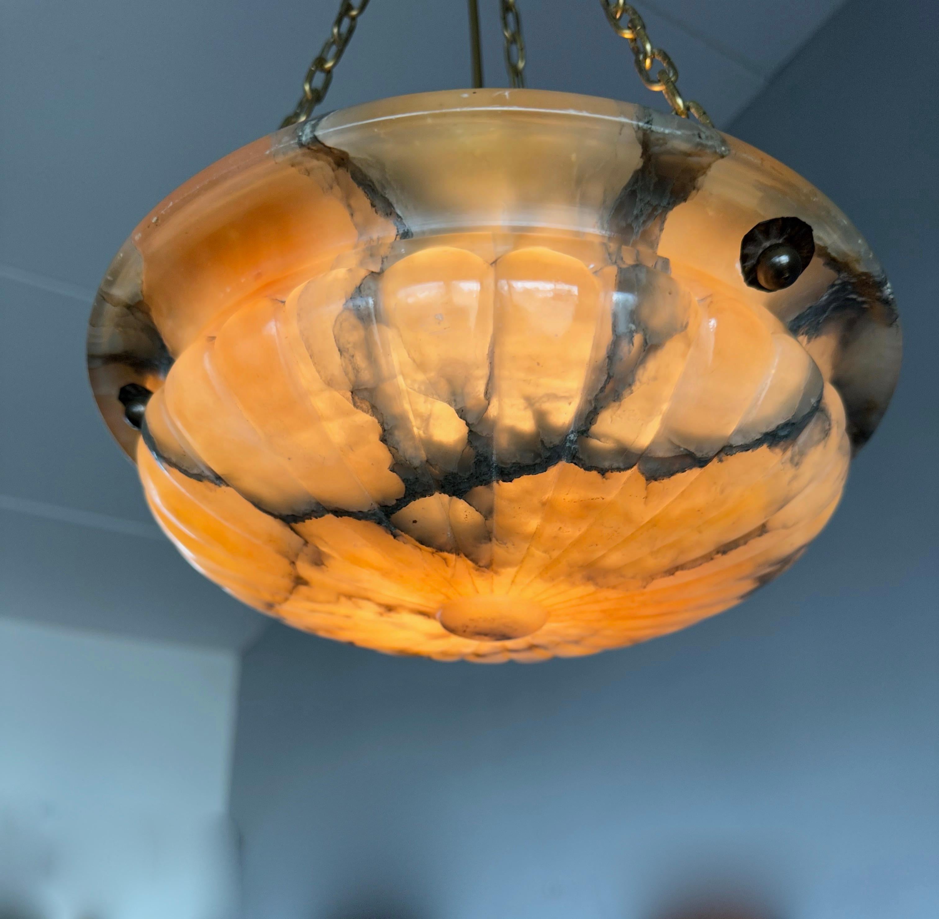 Smallest, Beautiful Design & Great Colors Alabaster Pendant Light / Flush Mount In Good Condition For Sale In Lisse, NL