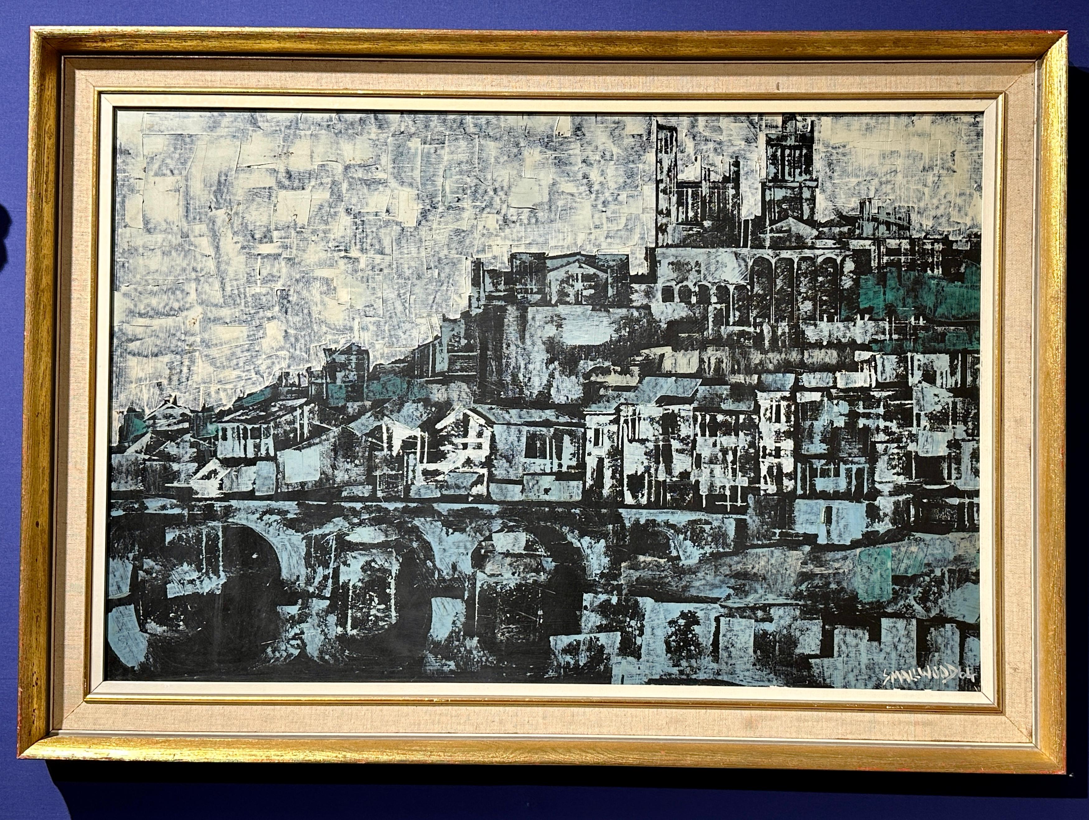 Figurative Painting di Smallwood - Scena impressionista americana di  Beziers, città paesaggistica del Sud della Francia