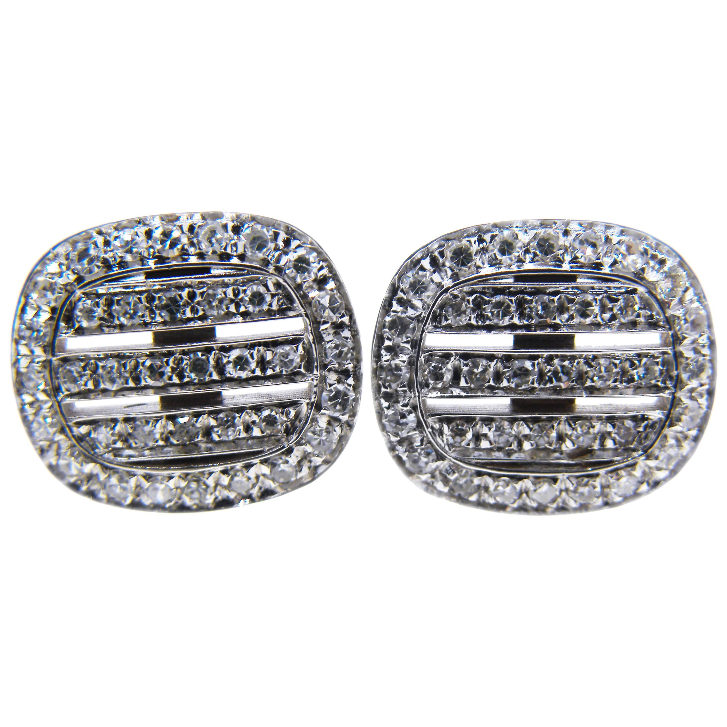 Berca Smart 0.65 Carat White Diamond 18k White Gold T-Bar Back Cufflinks