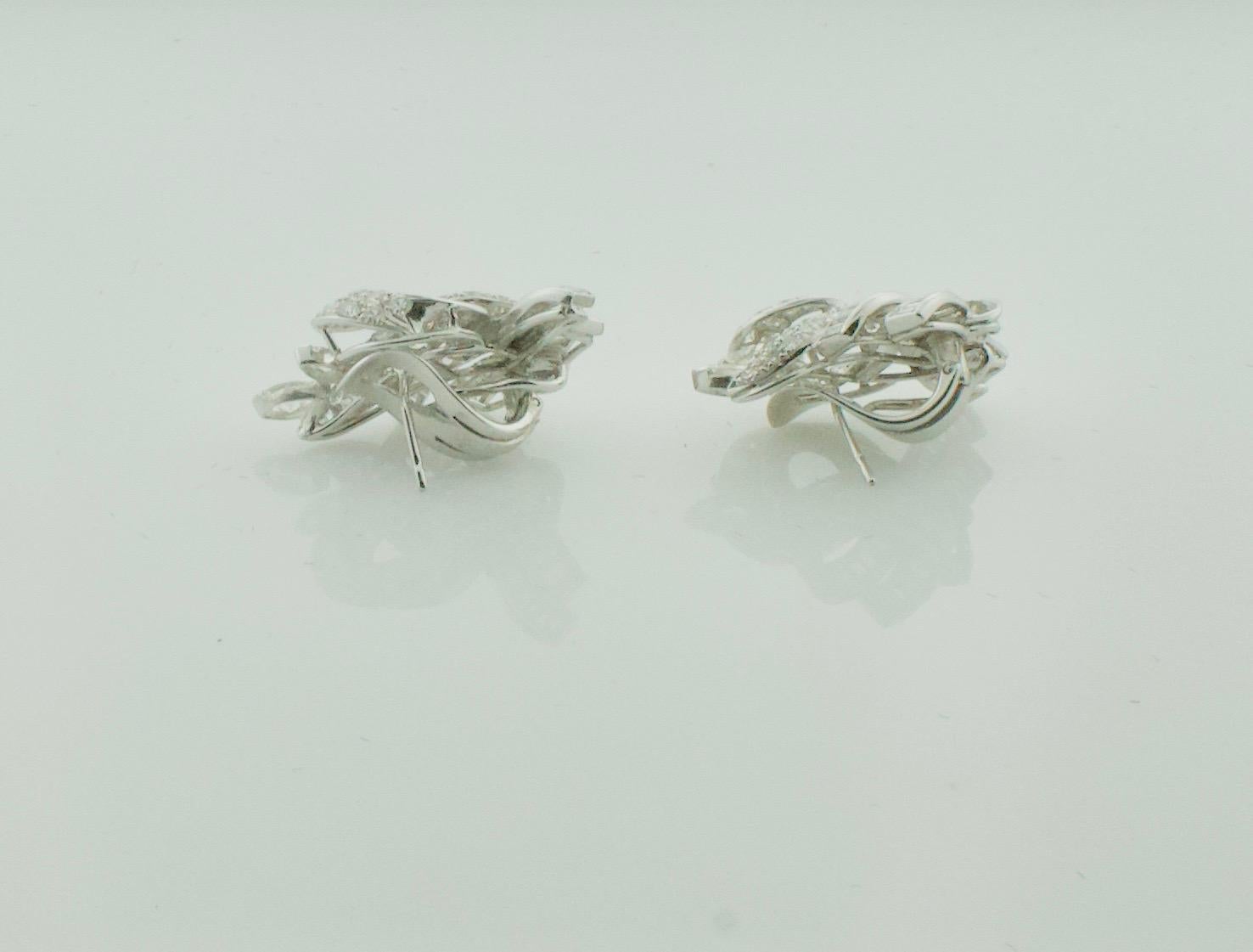 Marquise Cut Smart and Sexy Platinum Diamond Earrings Circa 1940's 4.00 Carats Total Weight For Sale