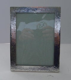Smart Antique English Planished Sterling Silver Picture Frame