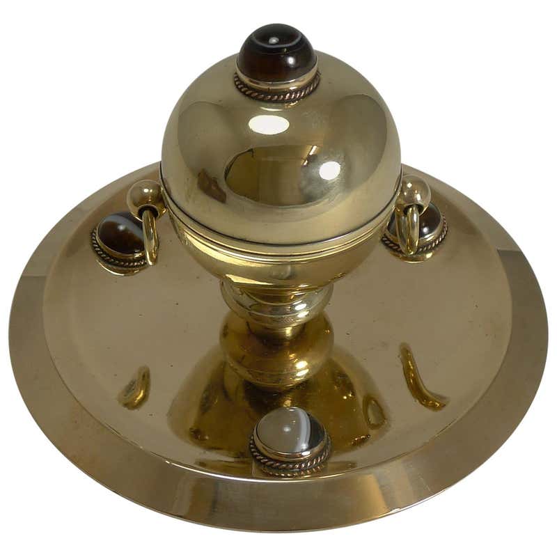 Antique Brass Inkwell - 21 For Sale on 1stDibs