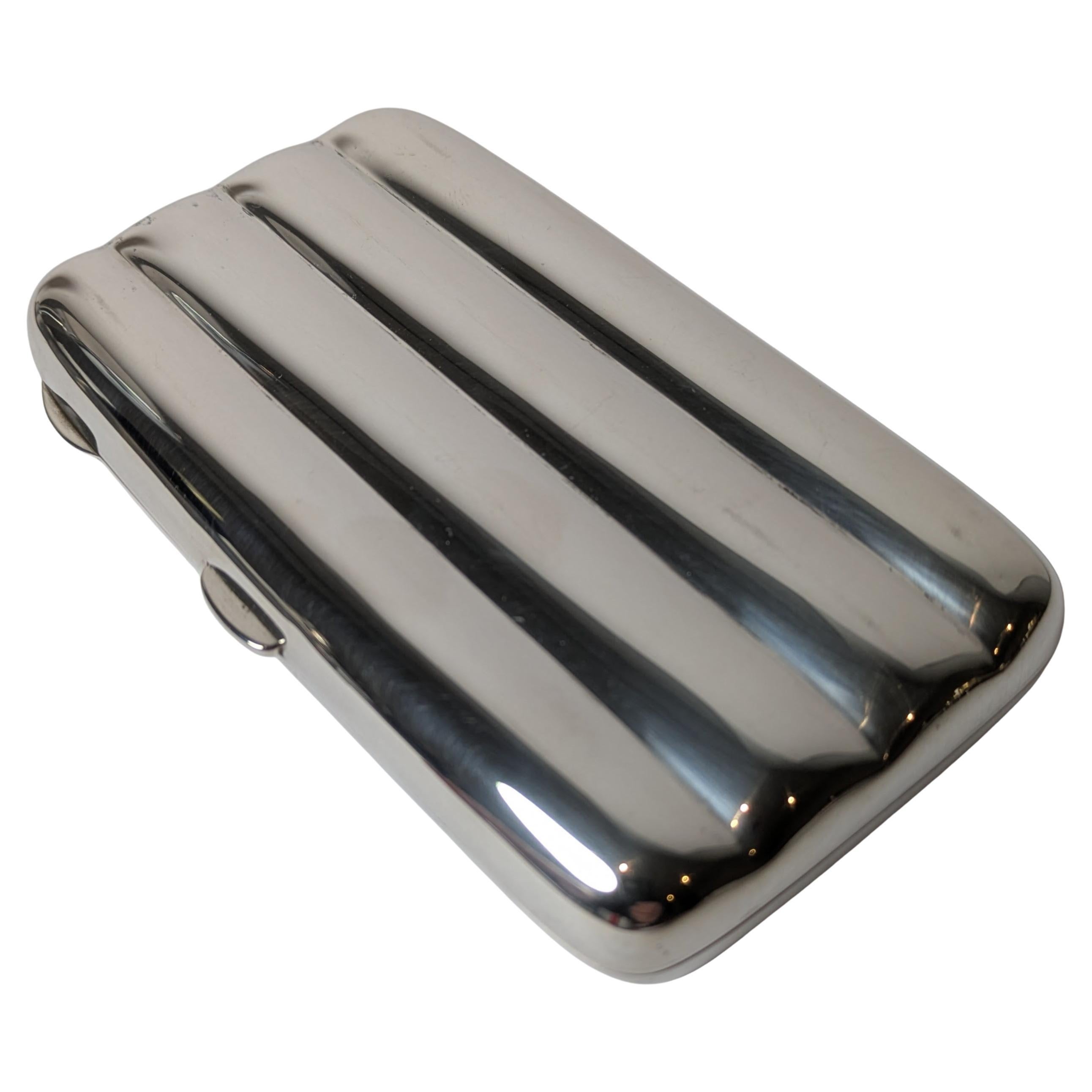 Elegante astuccio / scatola per sigari antica inglese in argento sterling