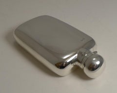 Smart Antique English Sterling Silver Liquor / Whisky Flask, 1901
