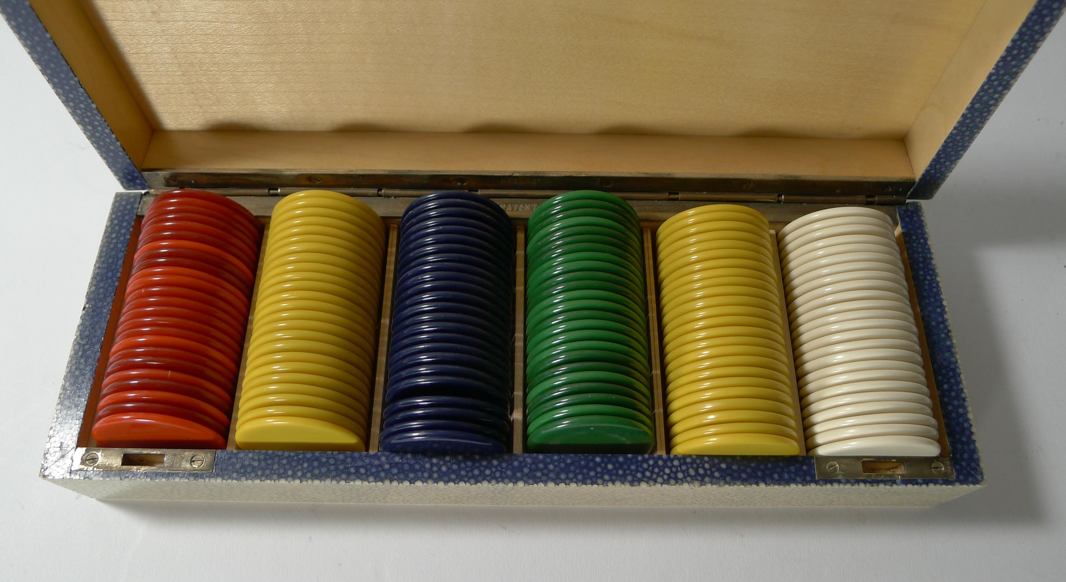 Smart Counter/Boîte de poker ancien en galuchat, c.1920 en vente 3