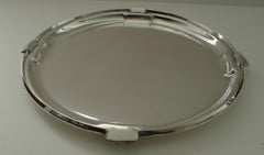 Elegante bandeja de cóctel Art Déco bañada en plata de Walker & Hall