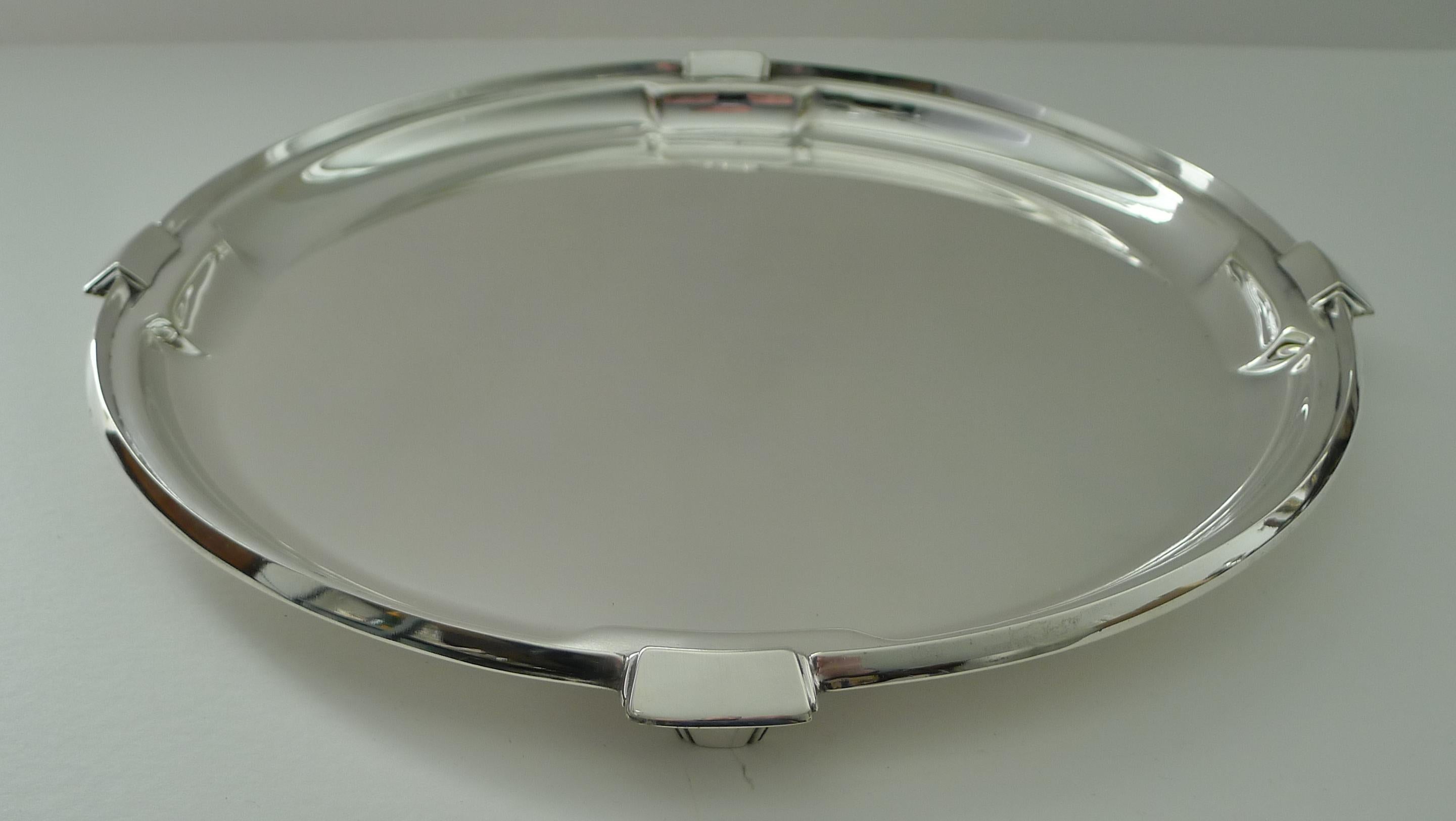 Mid-20th Century Smart Art Deco Silver Plated Cocktail Tray by Walker & Hall