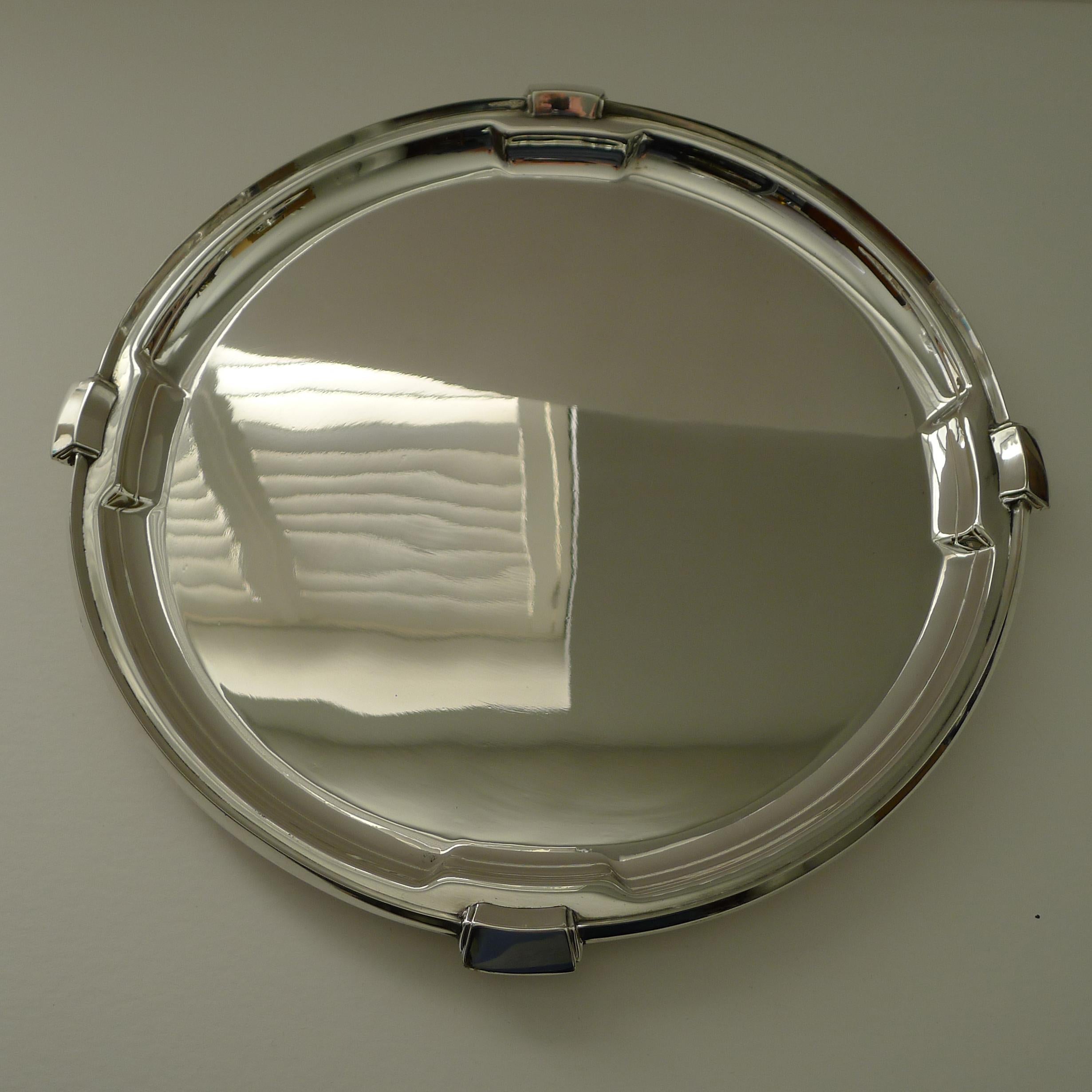 Smart Art Deco Silver Plated Cocktail Tray by Walker & Hall 1
