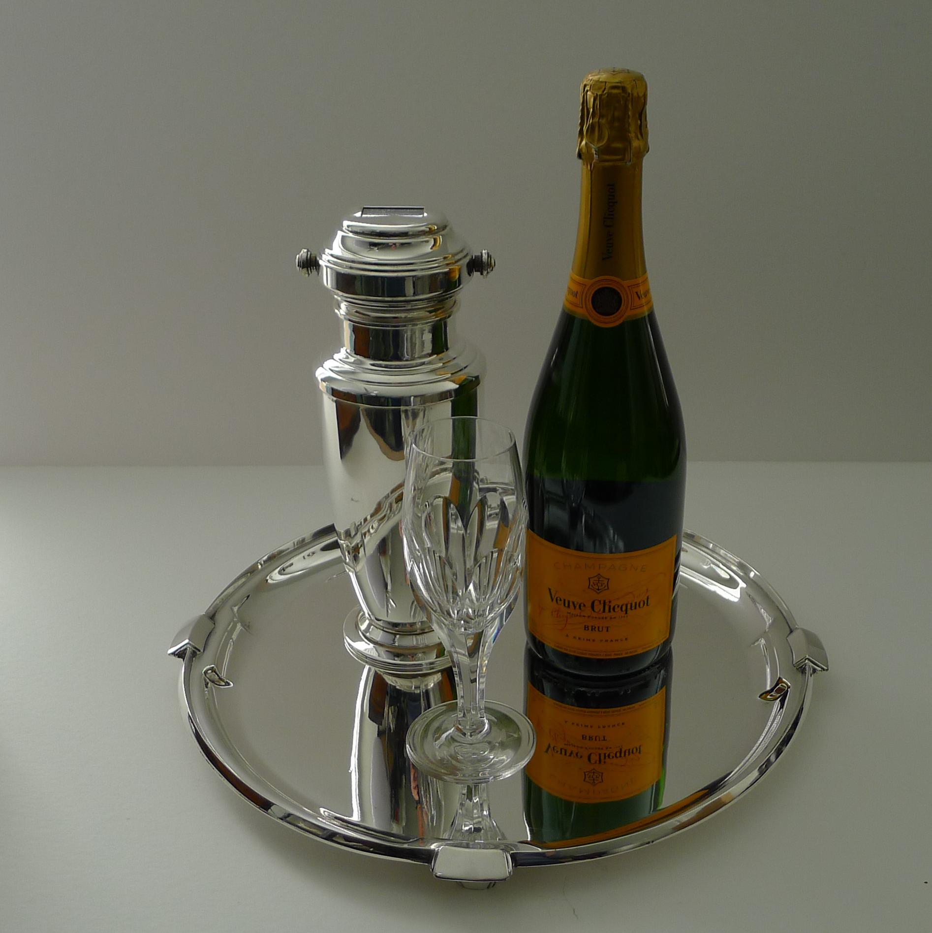 Smart Art Deco Silver Plated Cocktail Tray by Walker & Hall 4