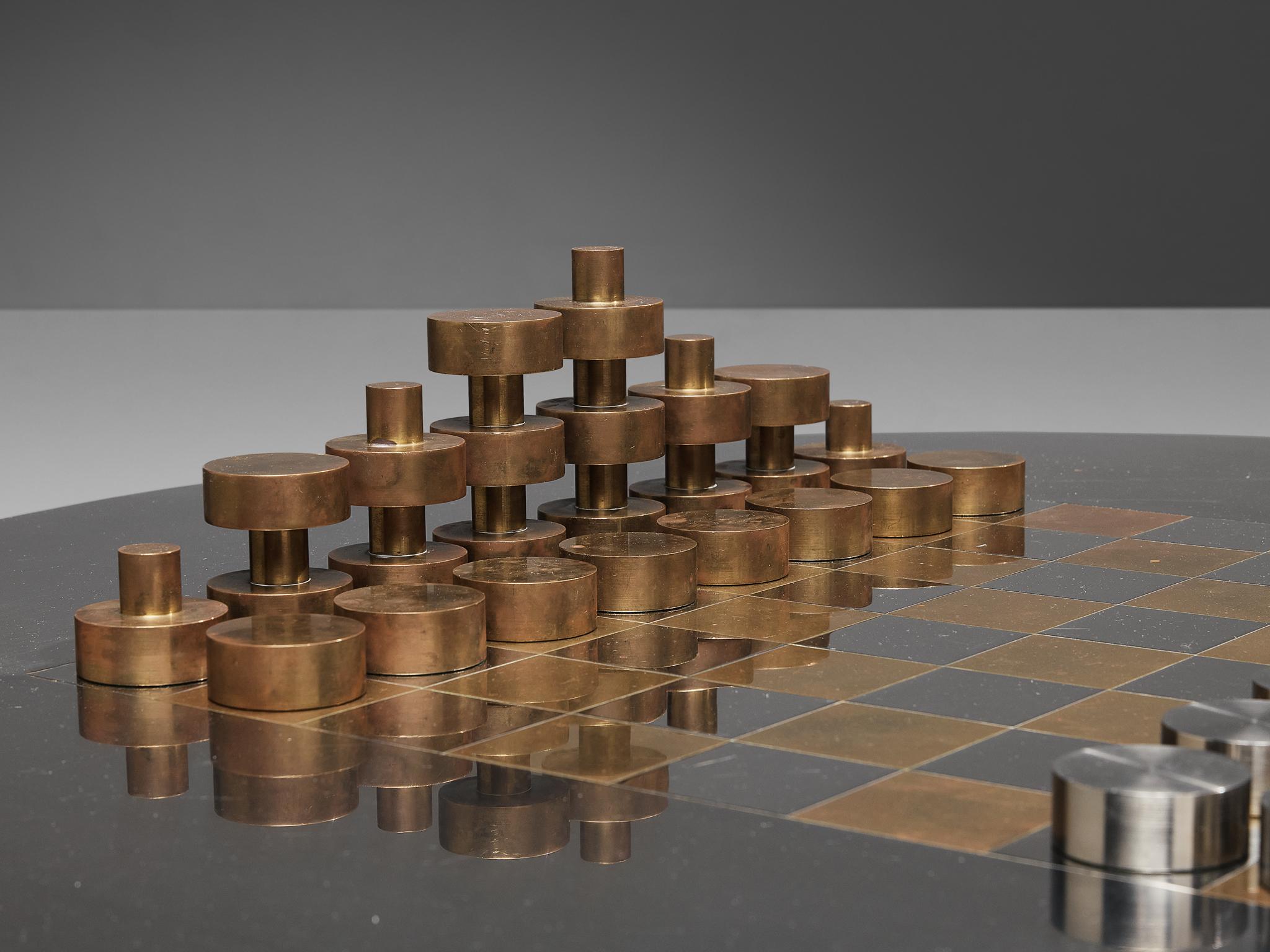 Smart Chess Table in Brass and Steel 6