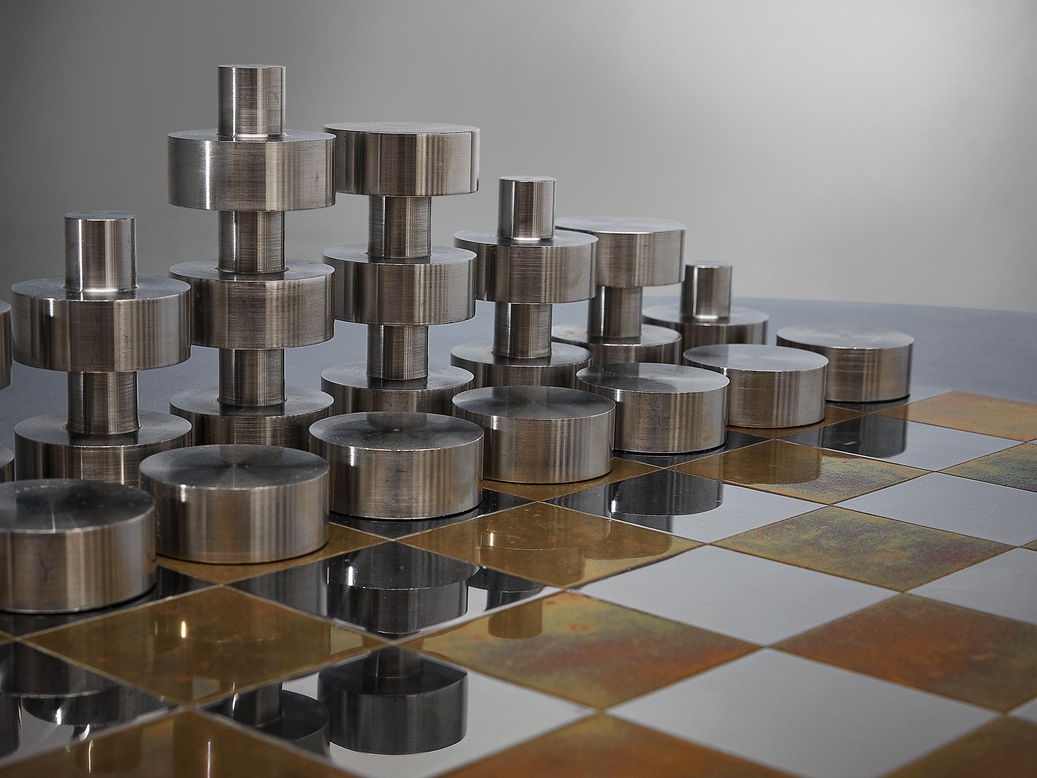 Smart Chess Table in Brass and Steel 3