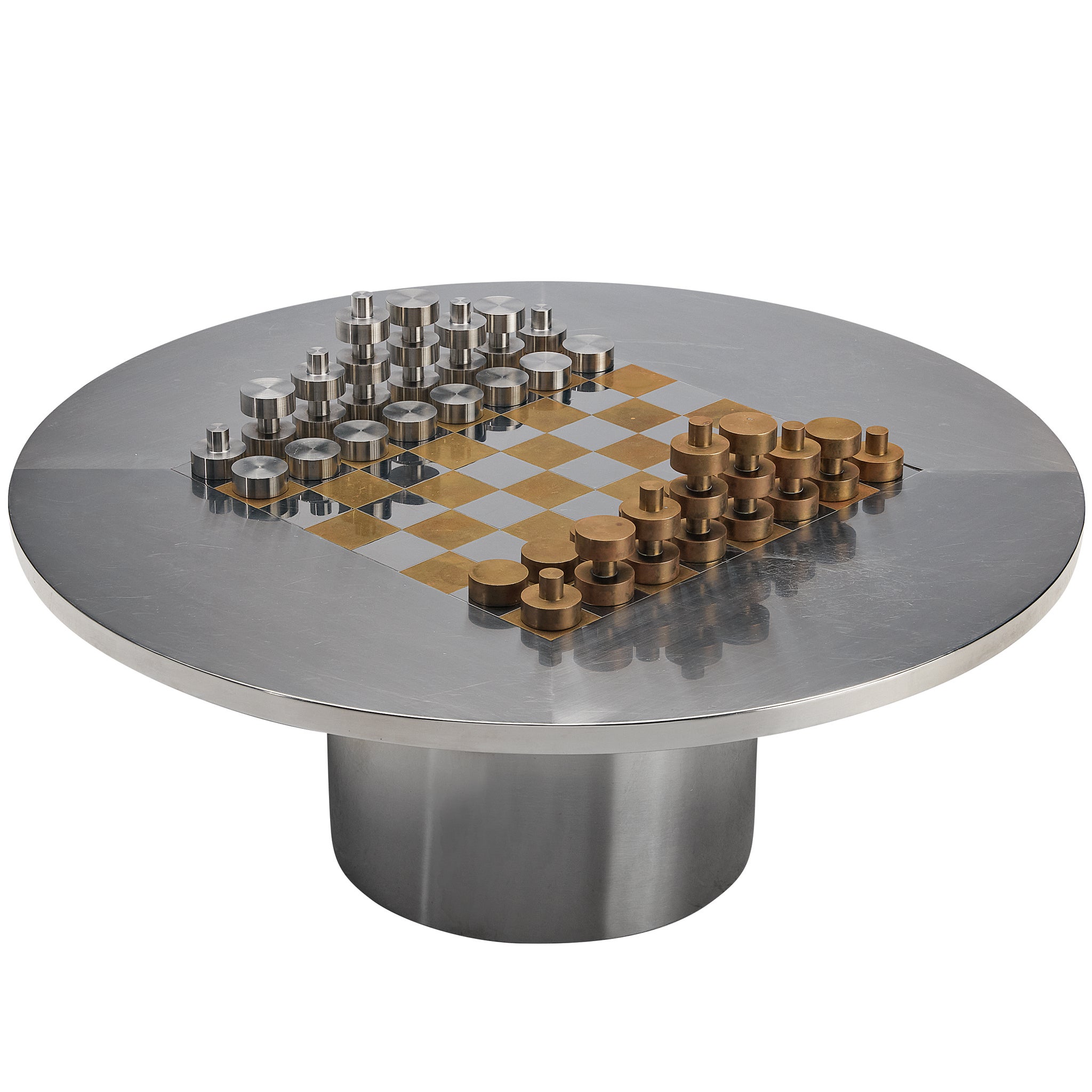 Smart Chess Table in Brass and Steel