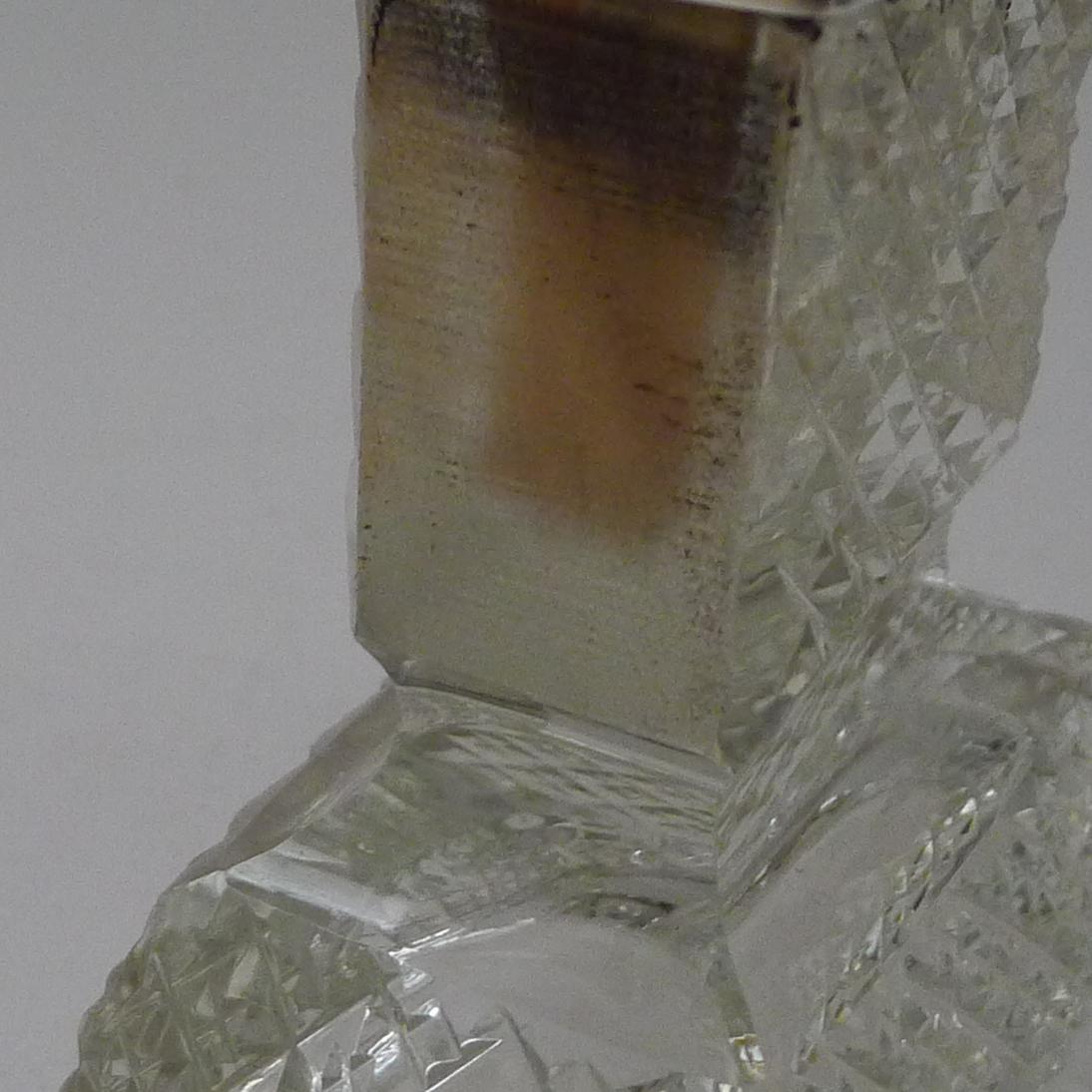 Early 20th Century Smart cut glass and English sterling silver match striker - 1924