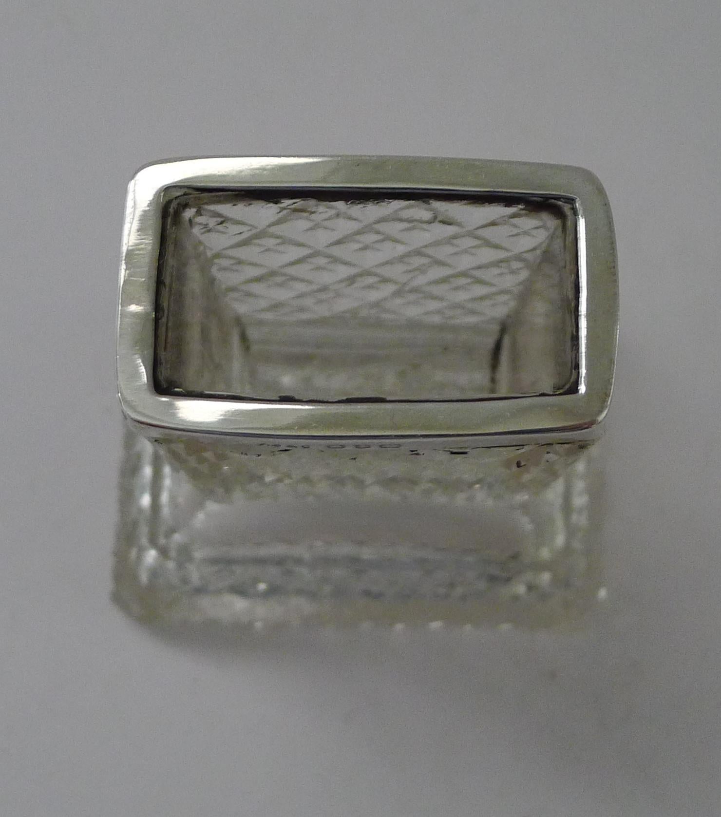 Cut Glass Smart cut glass and English sterling silver match striker - 1924