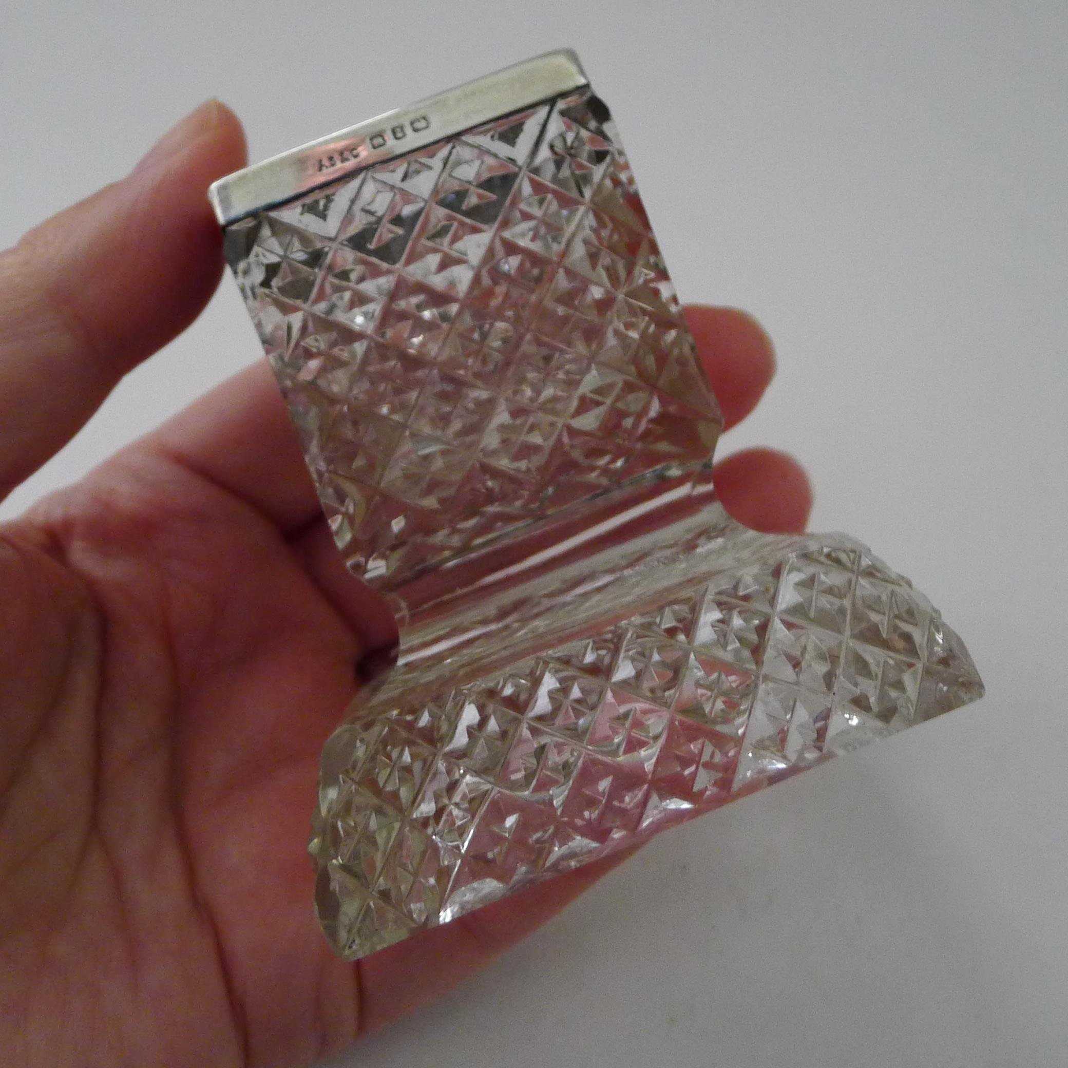 Smart cut glass and English sterling silver match striker - 1924 1